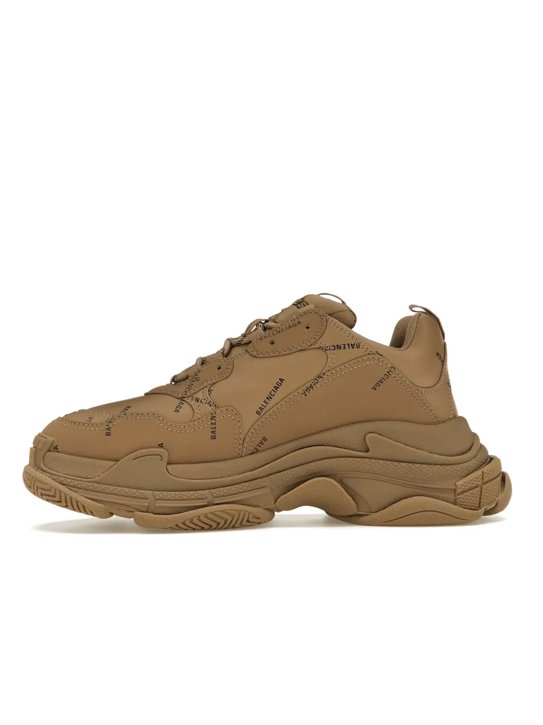 Кроссовки мужские Balenciaga All Over Logo Triple S, с принтом — изображение 3 из 4, бежевый