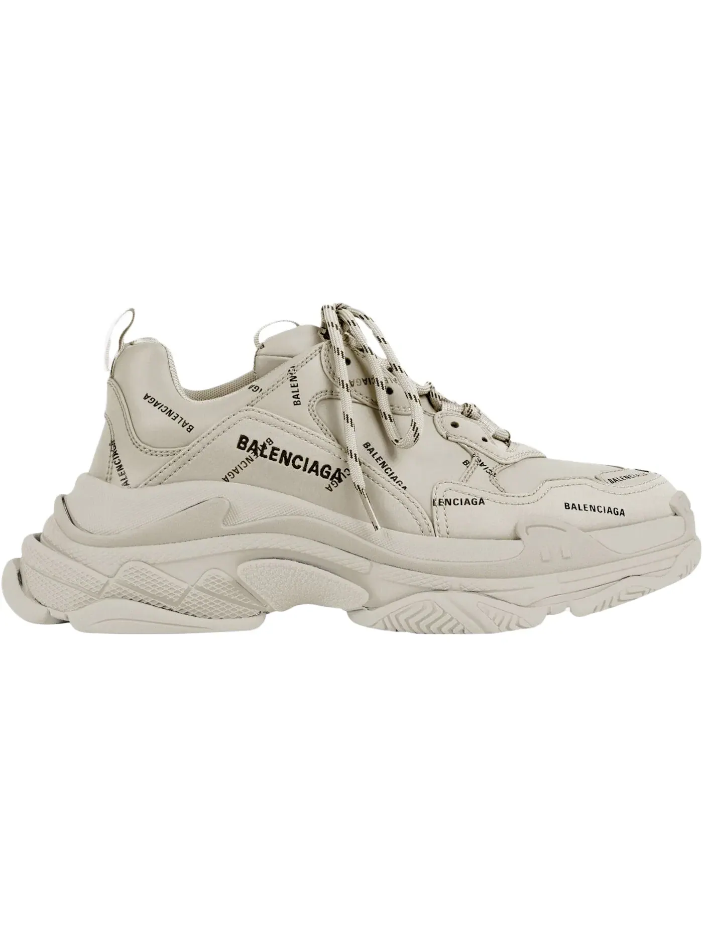 Кроссовки Balenciaga All Over Logo Triple S, с принтом — изображение 1 из 1, бежевый/черный