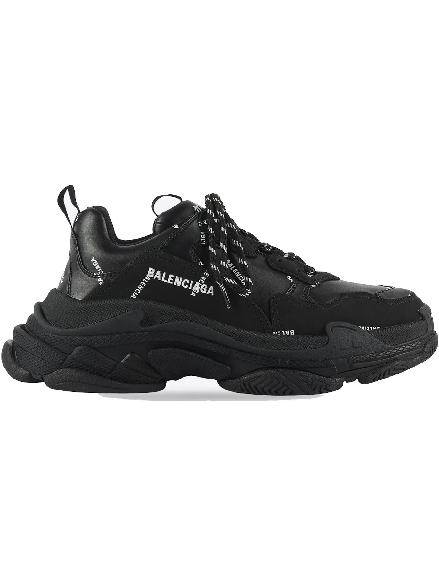 Кроссовки женские Balenciaga All Over Logo Triple S, с принтом логотипа — изображение 1 из 1, черный/белый