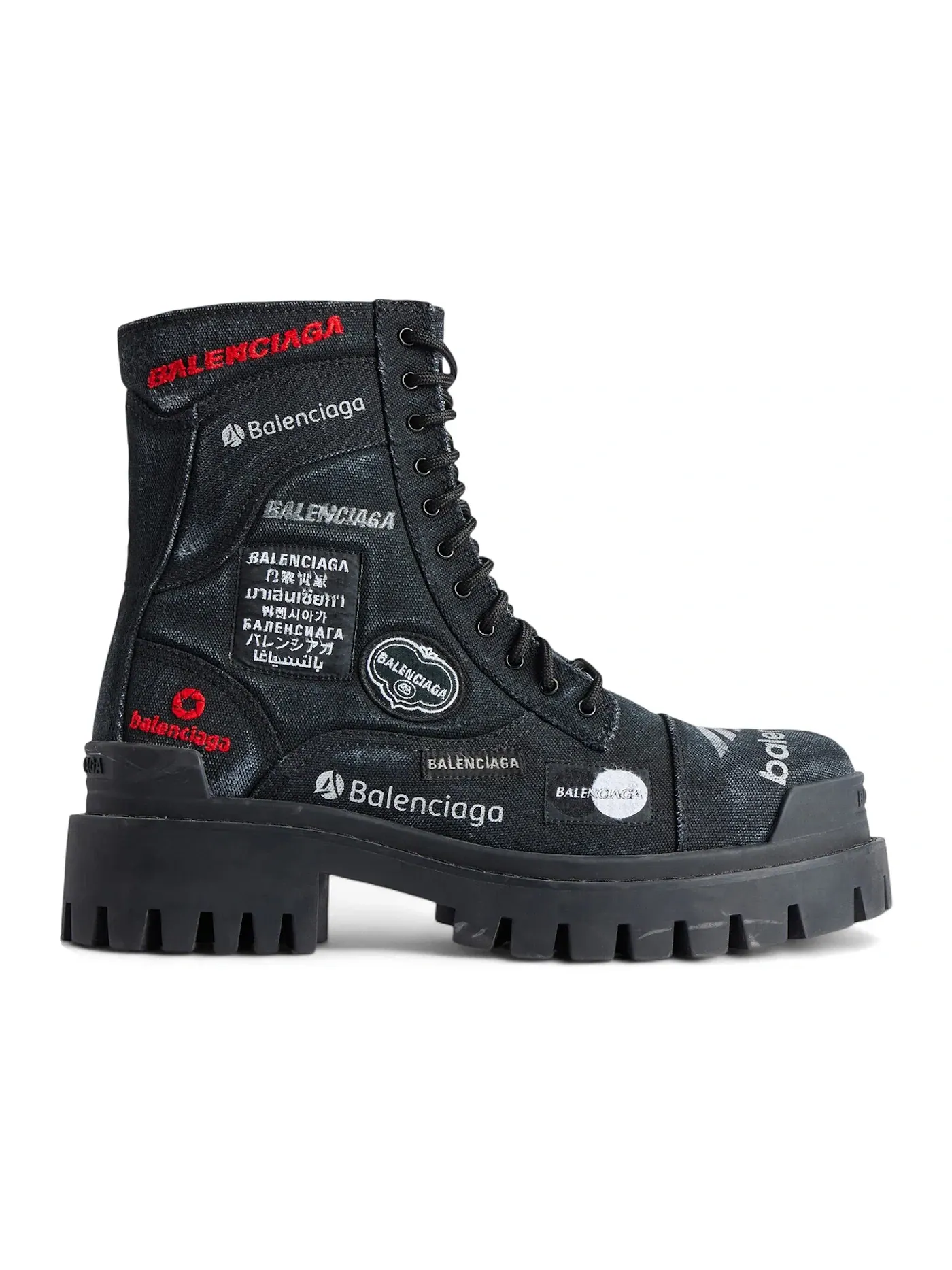 Мужские ботинки с принтом Balenciaga Combat Strike Boot — изображение 1 из 1, черный