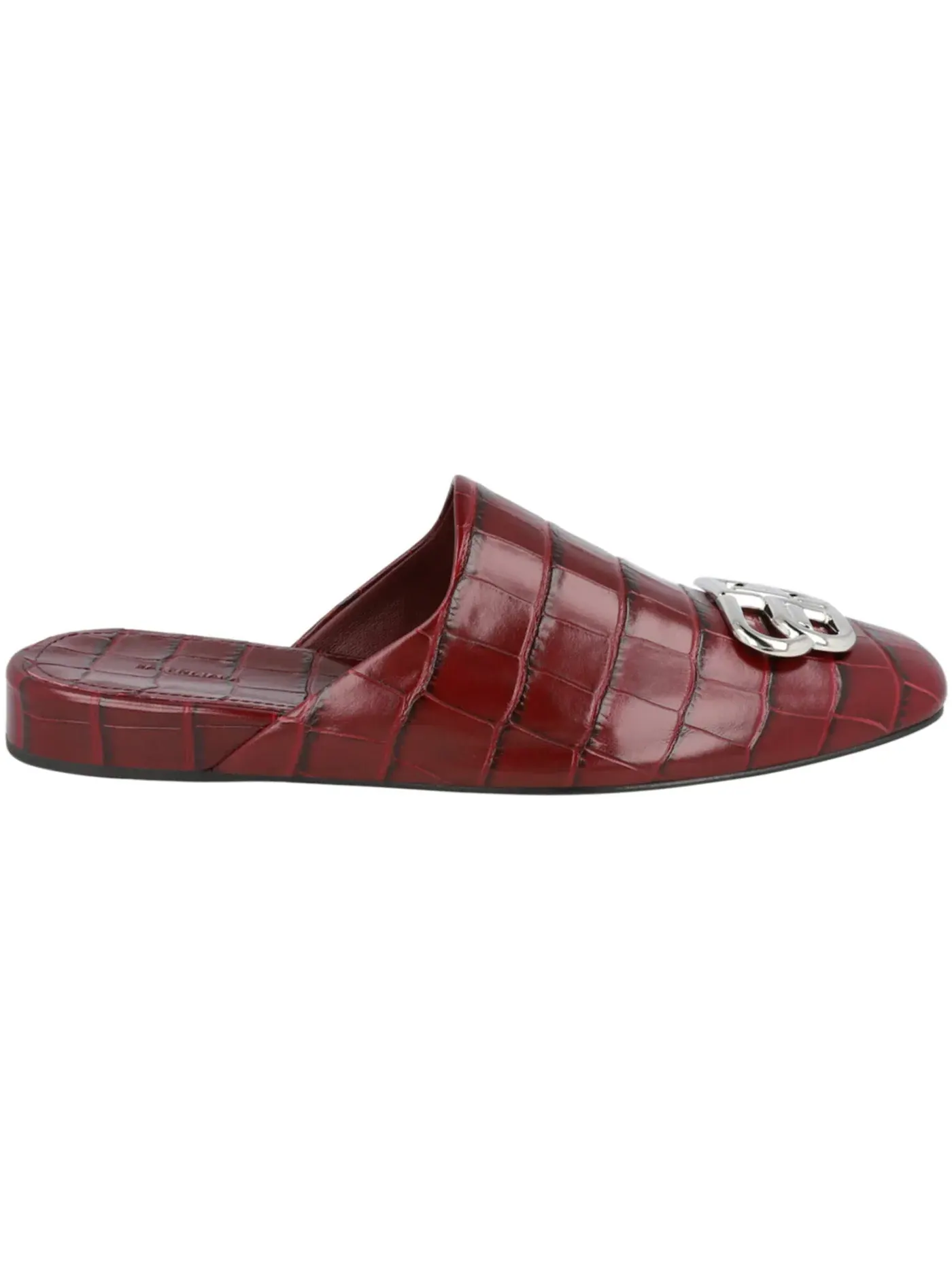 Мюли Balenciaga Cosy BB Mule, тиснение под крокодила, кожа — изображение 1 из 1, темный красный