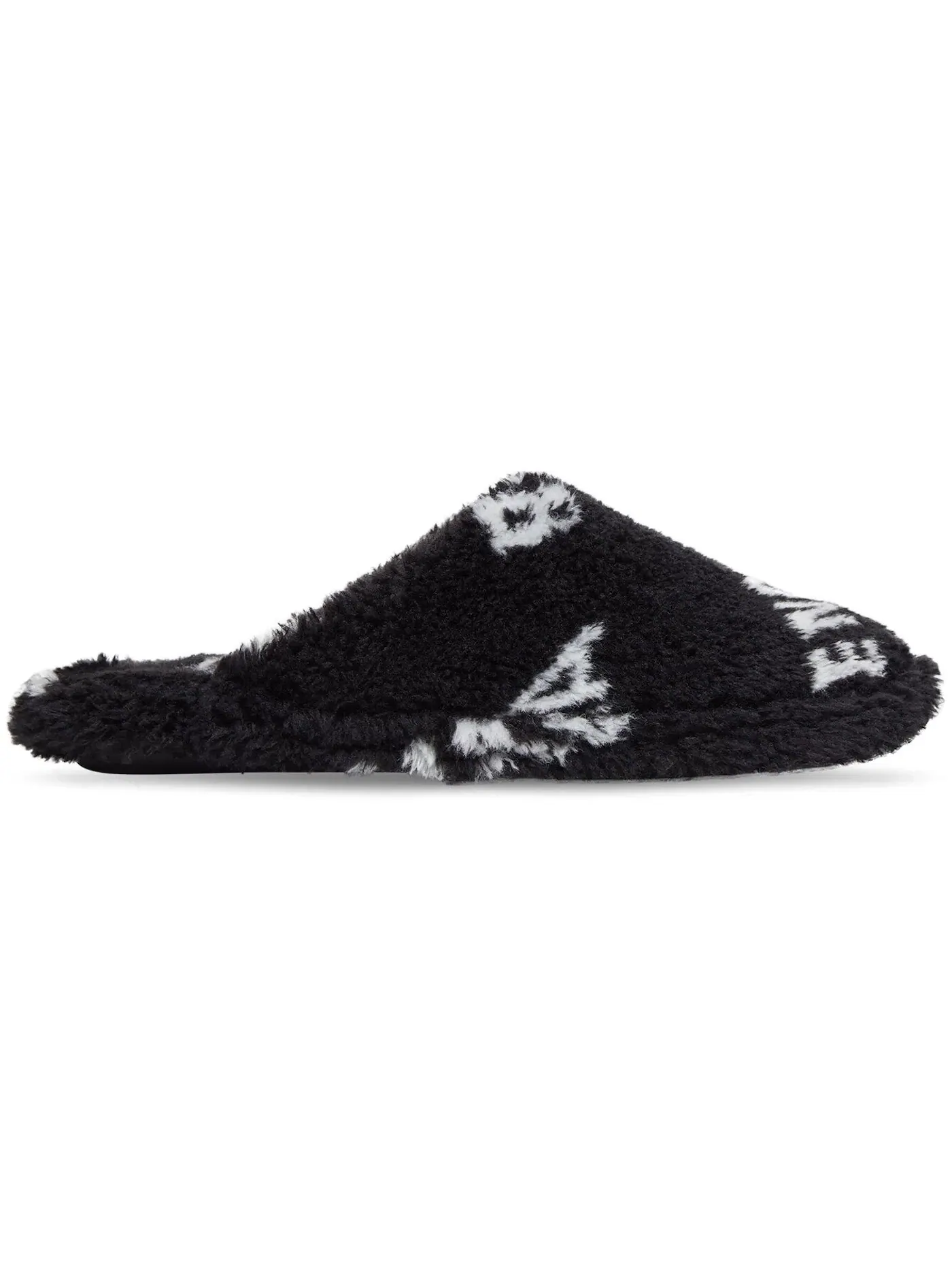 Шлепанцы мужские Balenciaga Furry Closed AllOver Logo, с принтом — изображение 1 из 1, белый