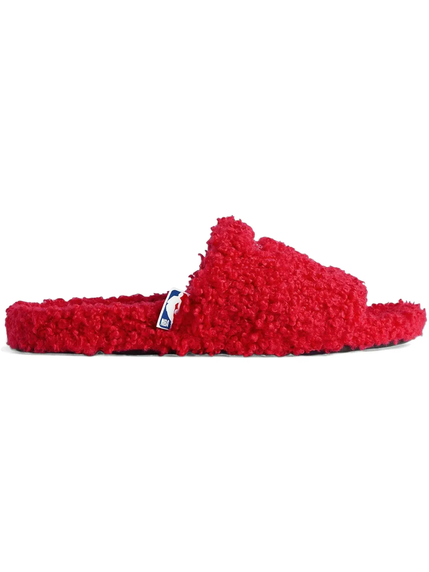 Шлепанцы мужские Balenciaga Open Mule с мехом — изображение 1 из 1, красно-белый