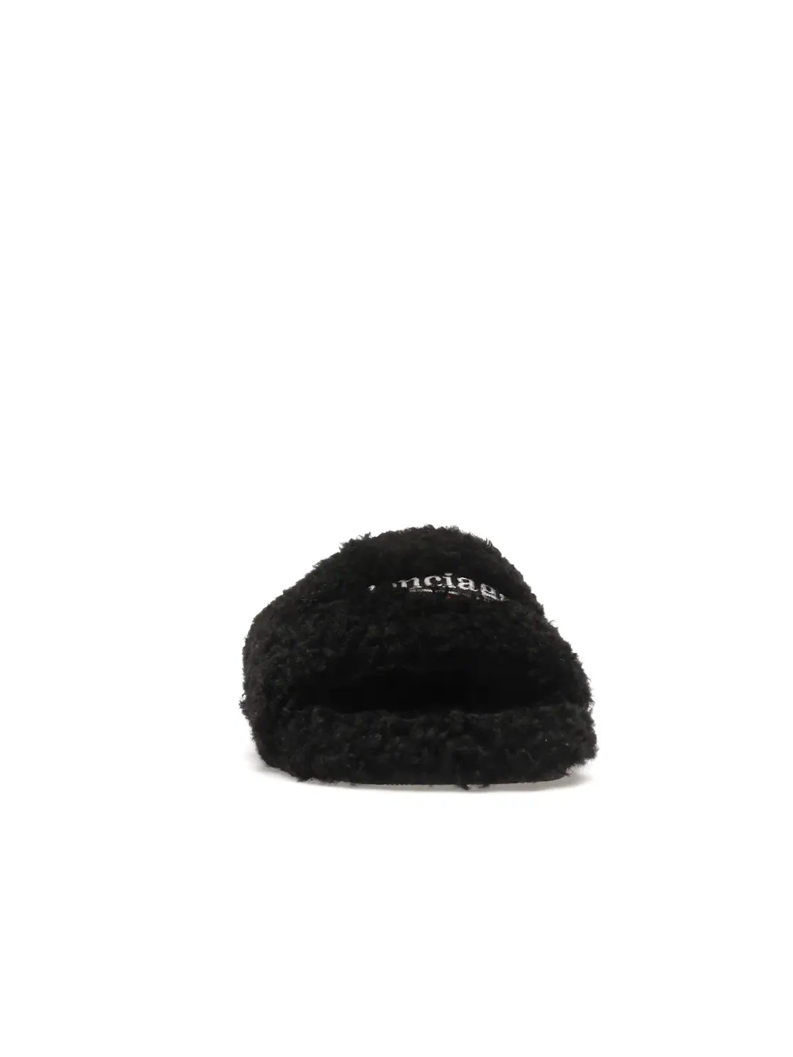 Шлепанцы мужские Balenciaga Furry Slide, с мехом — изображение 2 из 4, черный/белый/красный