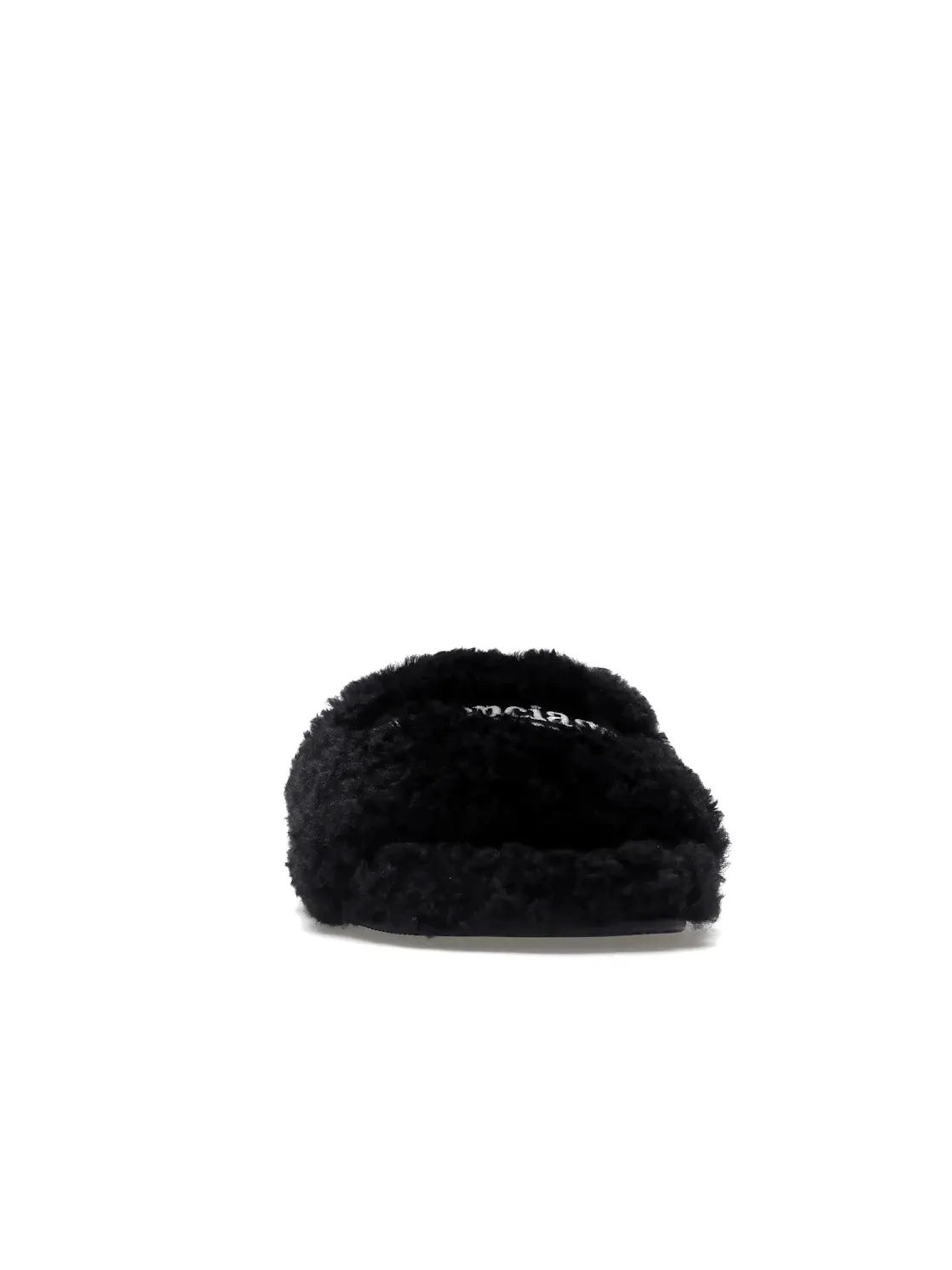 Шлепанцы женские Balenciaga Furry Slide с мехом — изображение 2 из 4, черный/белый