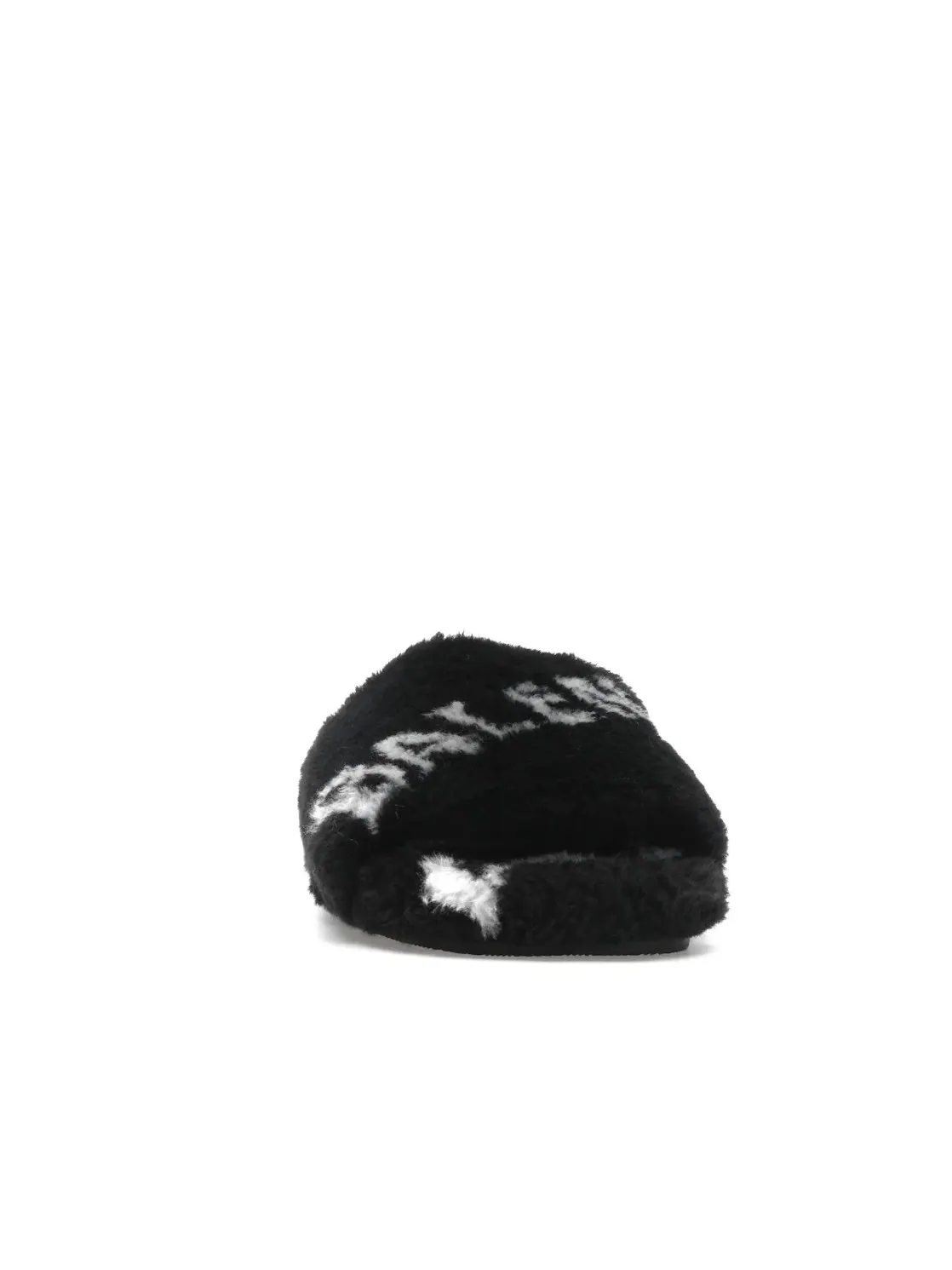 Шлепанцы Balenciaga Furry Slide, с принтом логотипа — изображение 2 из 4, черный/белый