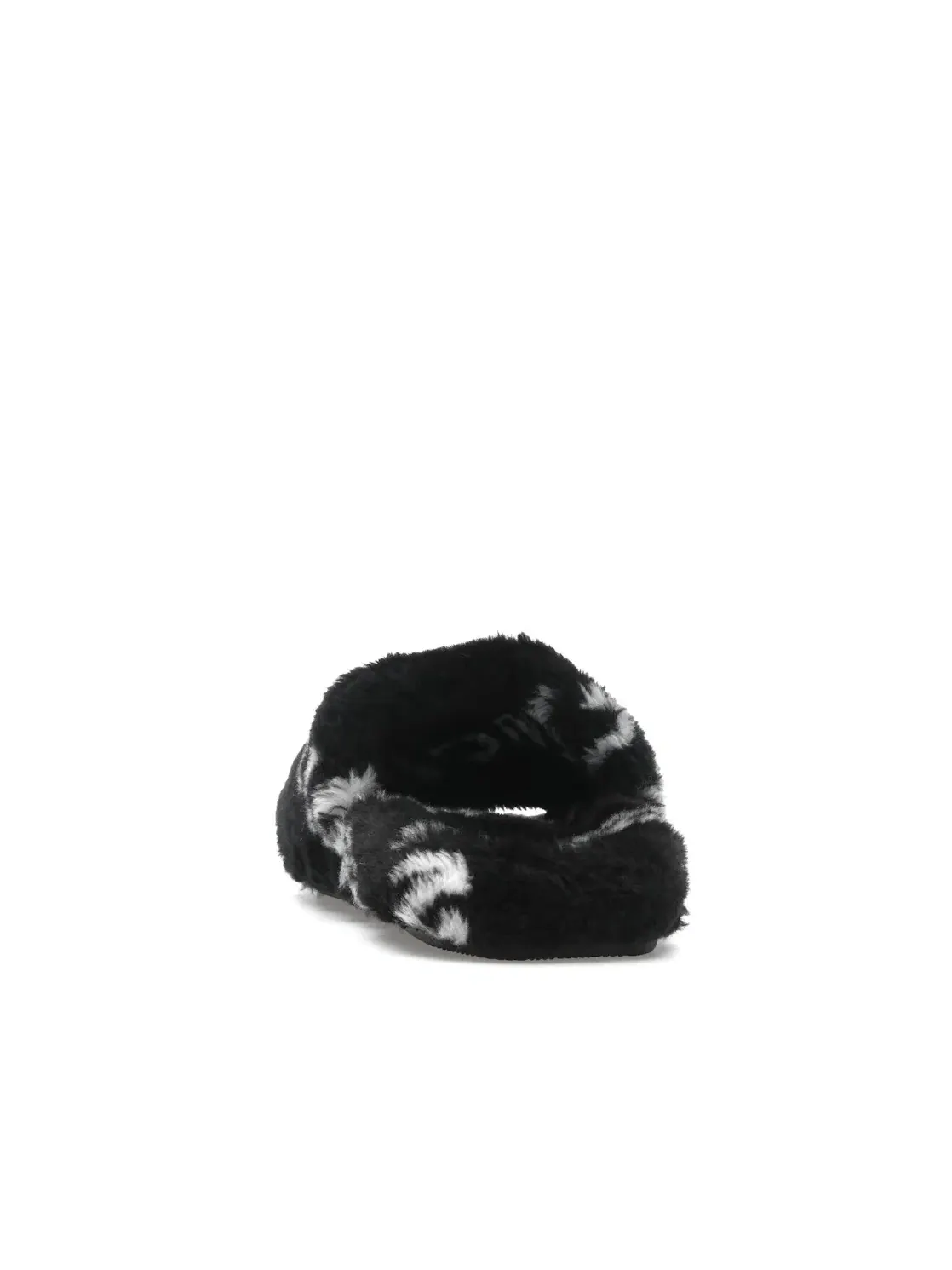 Шлепанцы Balenciaga Furry Slide, с принтом логотипа — изображение 4 из 4, черный/белый