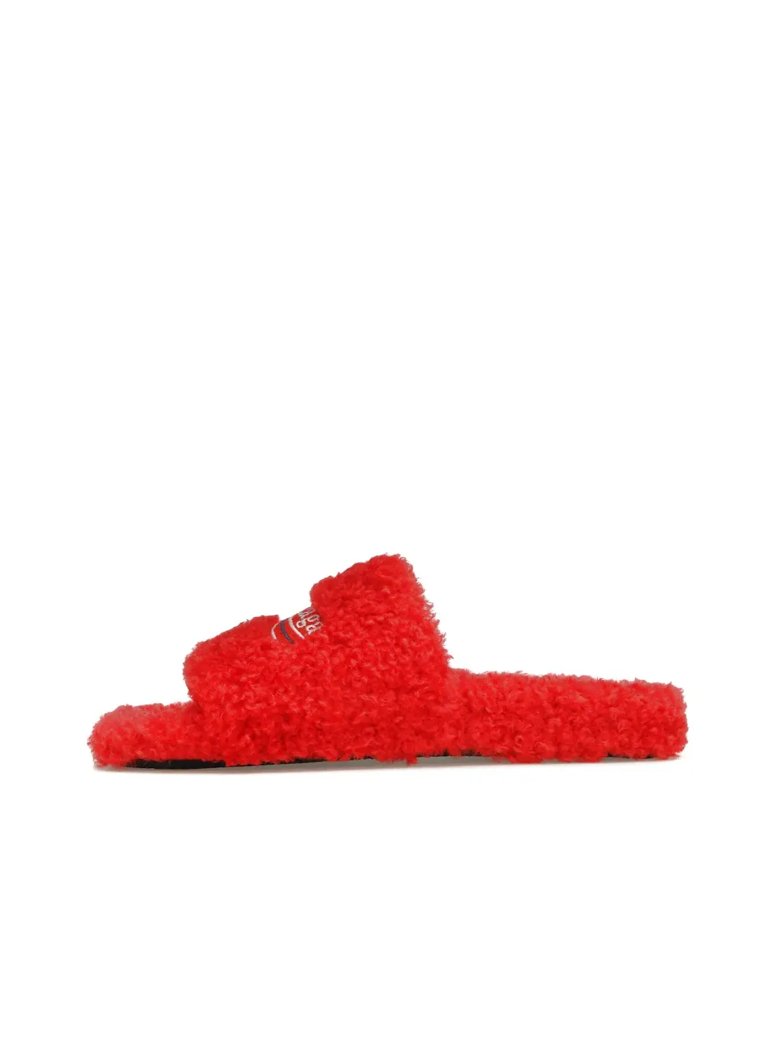 Шлепанцы женские Balenciaga Furry Slide с мехом — изображение 3 из 4, красный белый