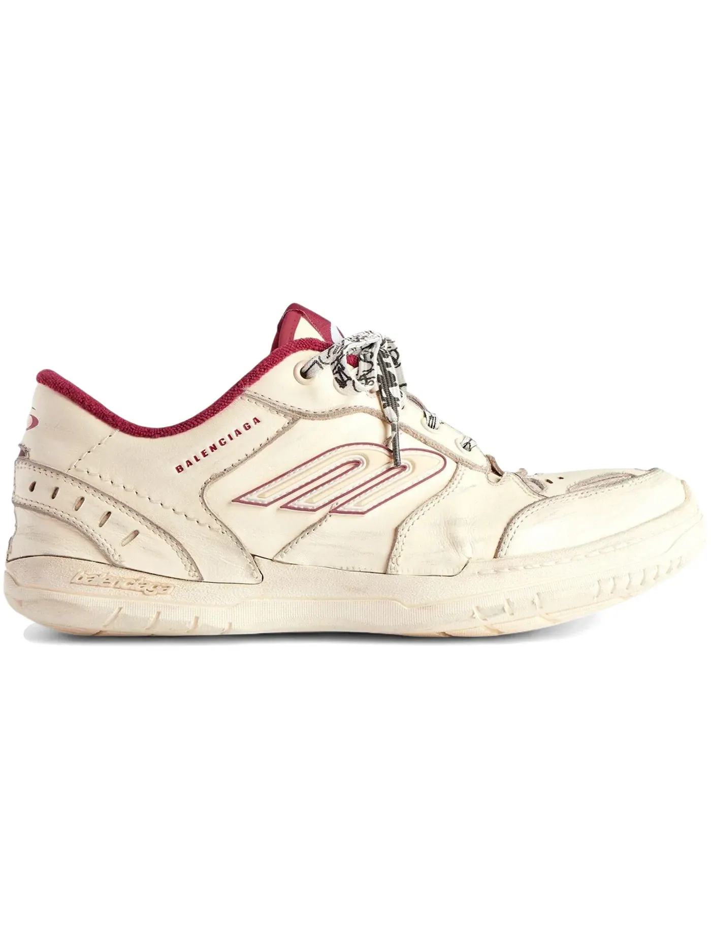 Кроссовки мужские Balenciaga Hamptons Sneaker, worn-out эффект — изображение 1 из 1, белый/красный