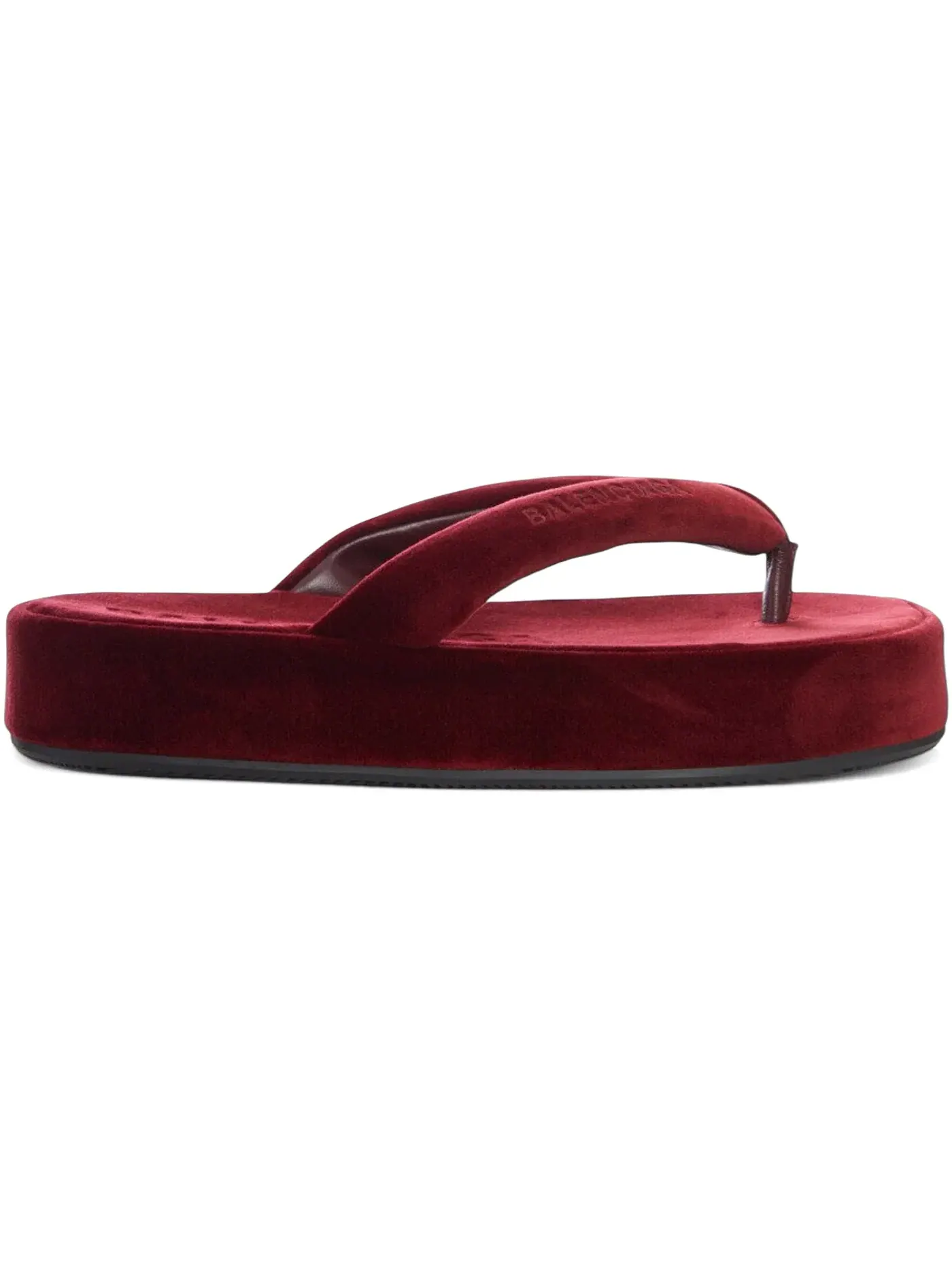 Шлепанцы Balenciaga Jet Lag Thong Velvet Flip-Flop — изображение 1 из 1, бордовый