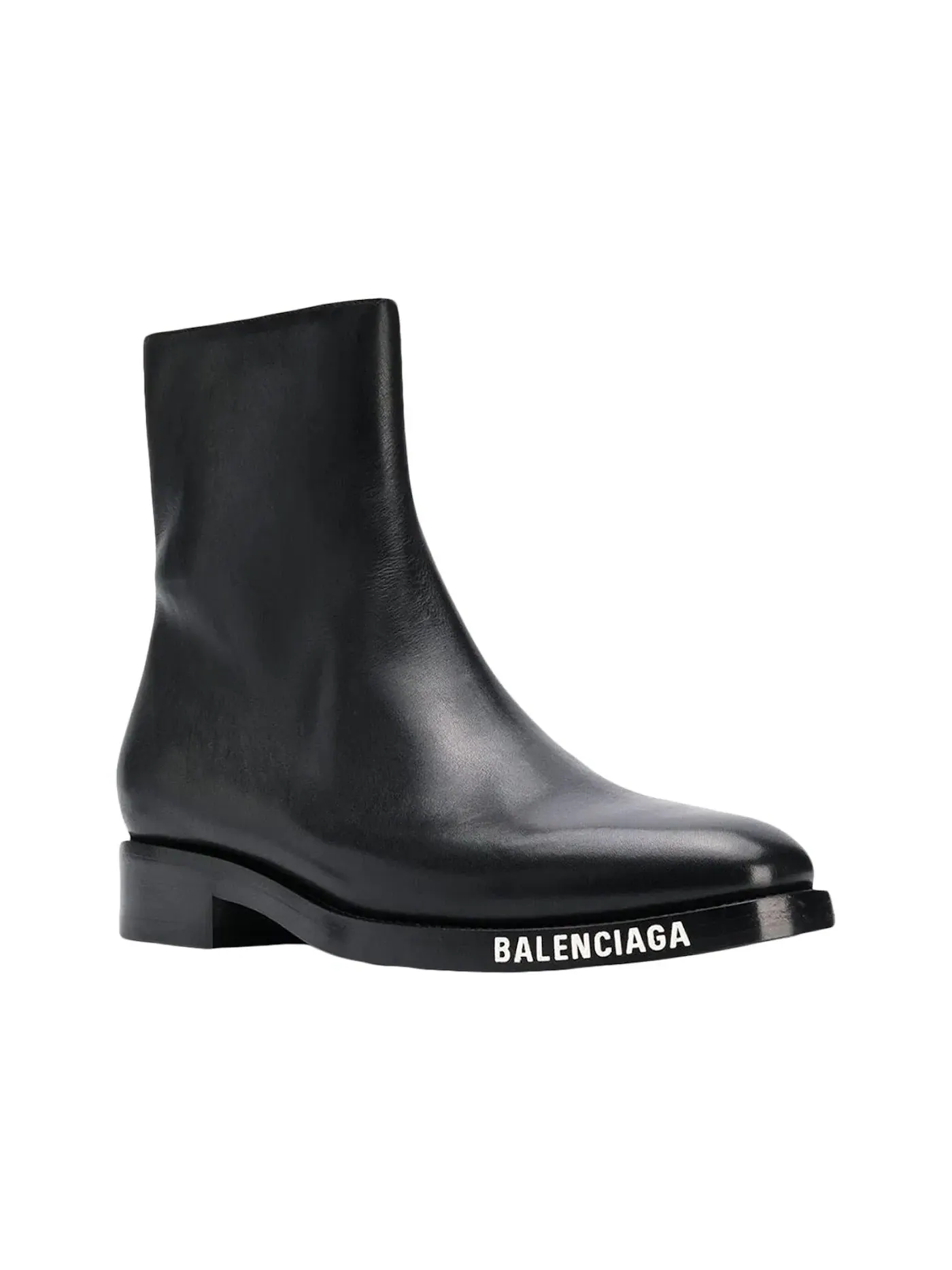 Ботинки мужские Balenciaga кожаные до щиколотки, контрастный логотип — изображение 2 из 4, черный/белый