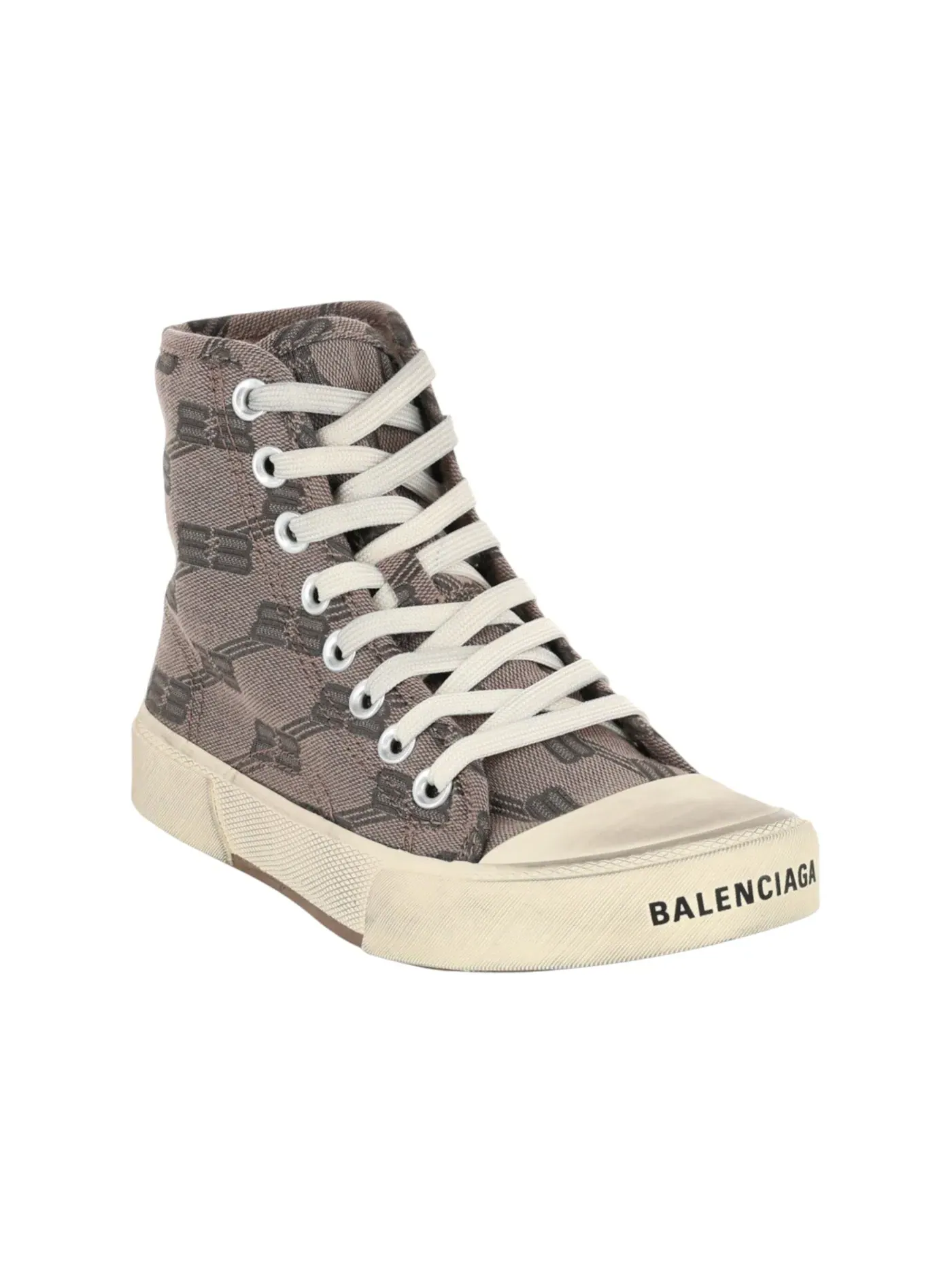 Кроссовки женские Balenciaga Paris BB Monogram High-Top, с принтом — изображение 2 из 3, серый