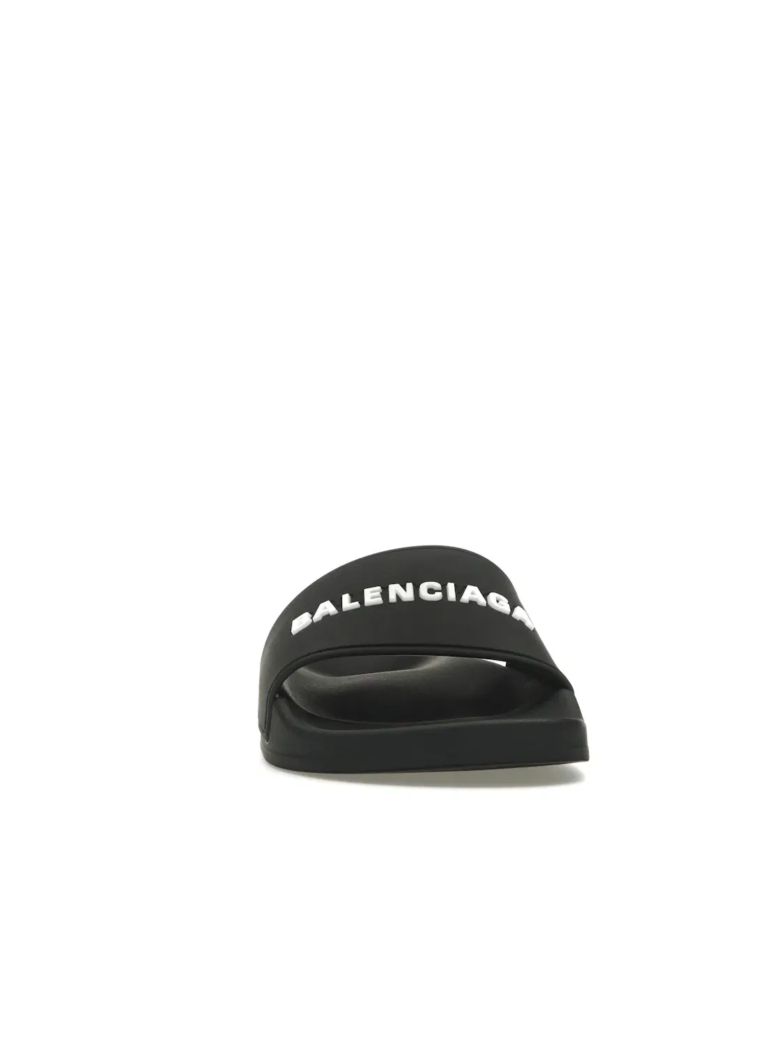 Шлепанцы женские Balenciaga Pool Slide, резиновые, с логотипом — изображение 2 из 4, черный/белый