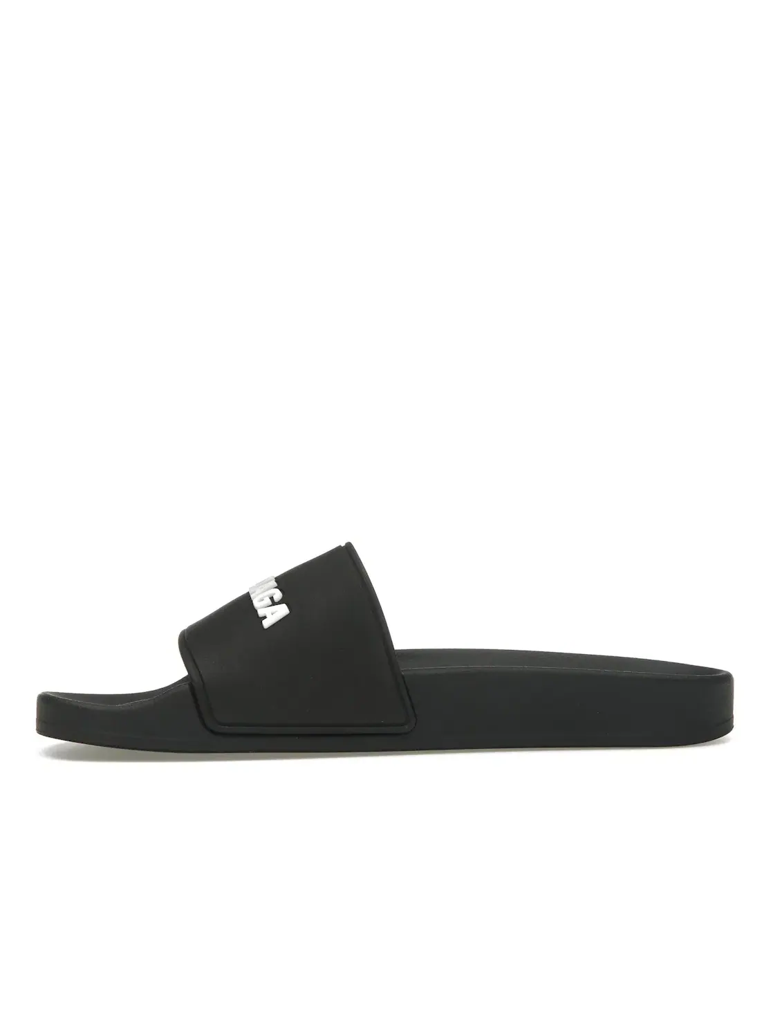 Шлепанцы женские Balenciaga Pool Slide, резиновые, с логотипом — изображение 3 из 4, черный/белый