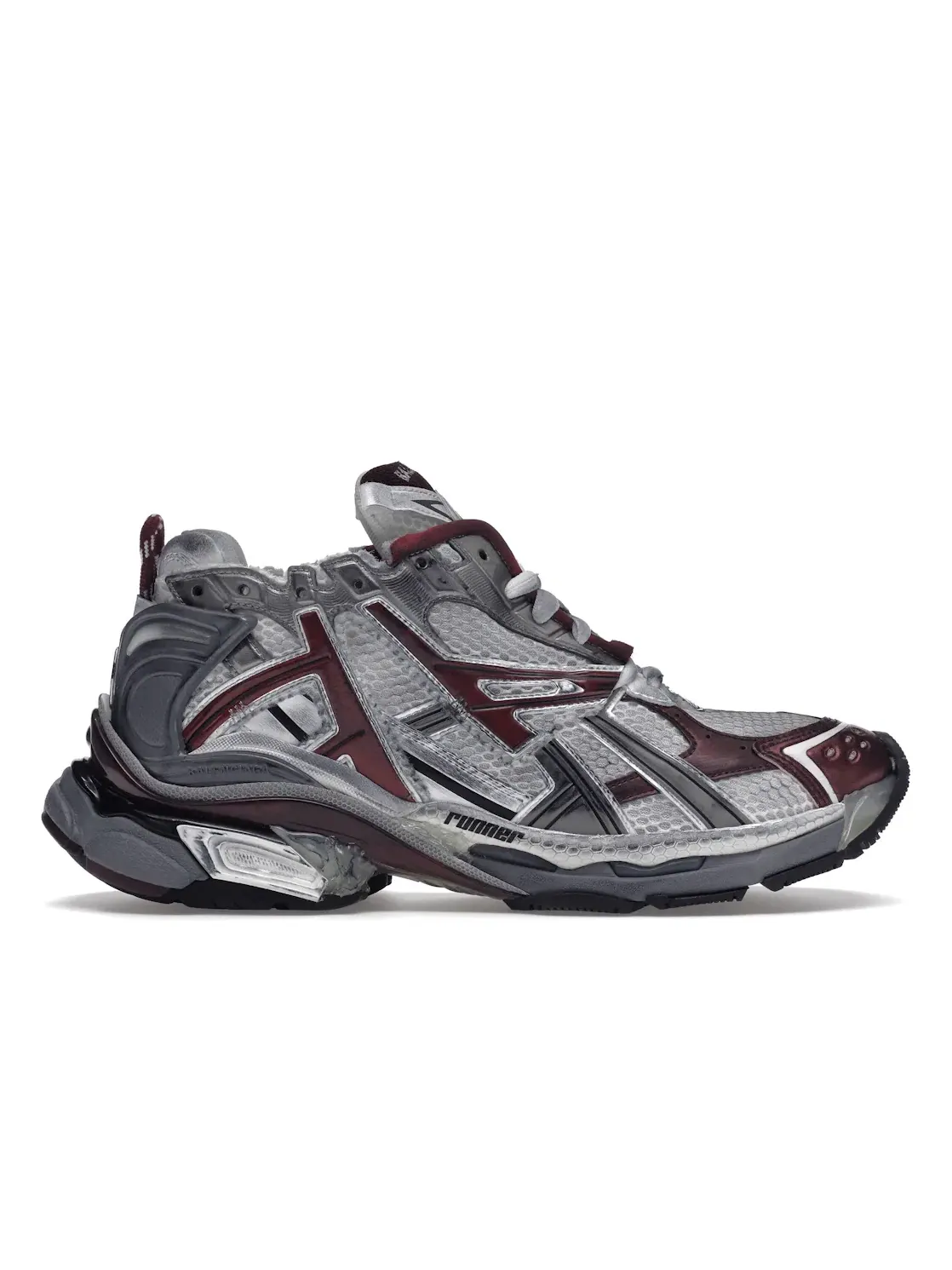 Кроссовки Balenciaga Runner, кожа и текстиль — изображение 1 из 4, белый/бордовый/серый