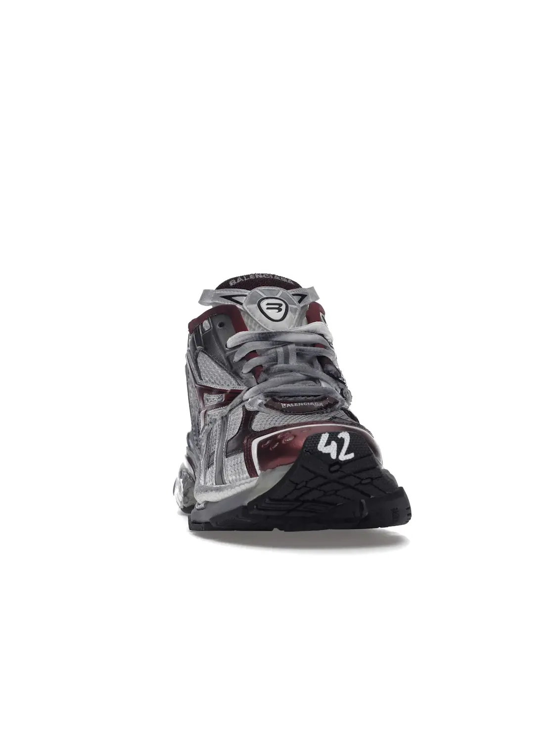 Кроссовки Balenciaga Runner, кожа и текстиль — изображение 2 из 4, белый/бордовый/серый