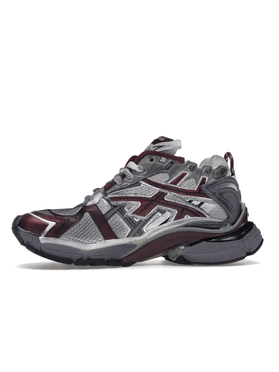 Кроссовки Balenciaga Runner, кожа и текстиль — изображение 3 из 4, белый/бордовый/серый