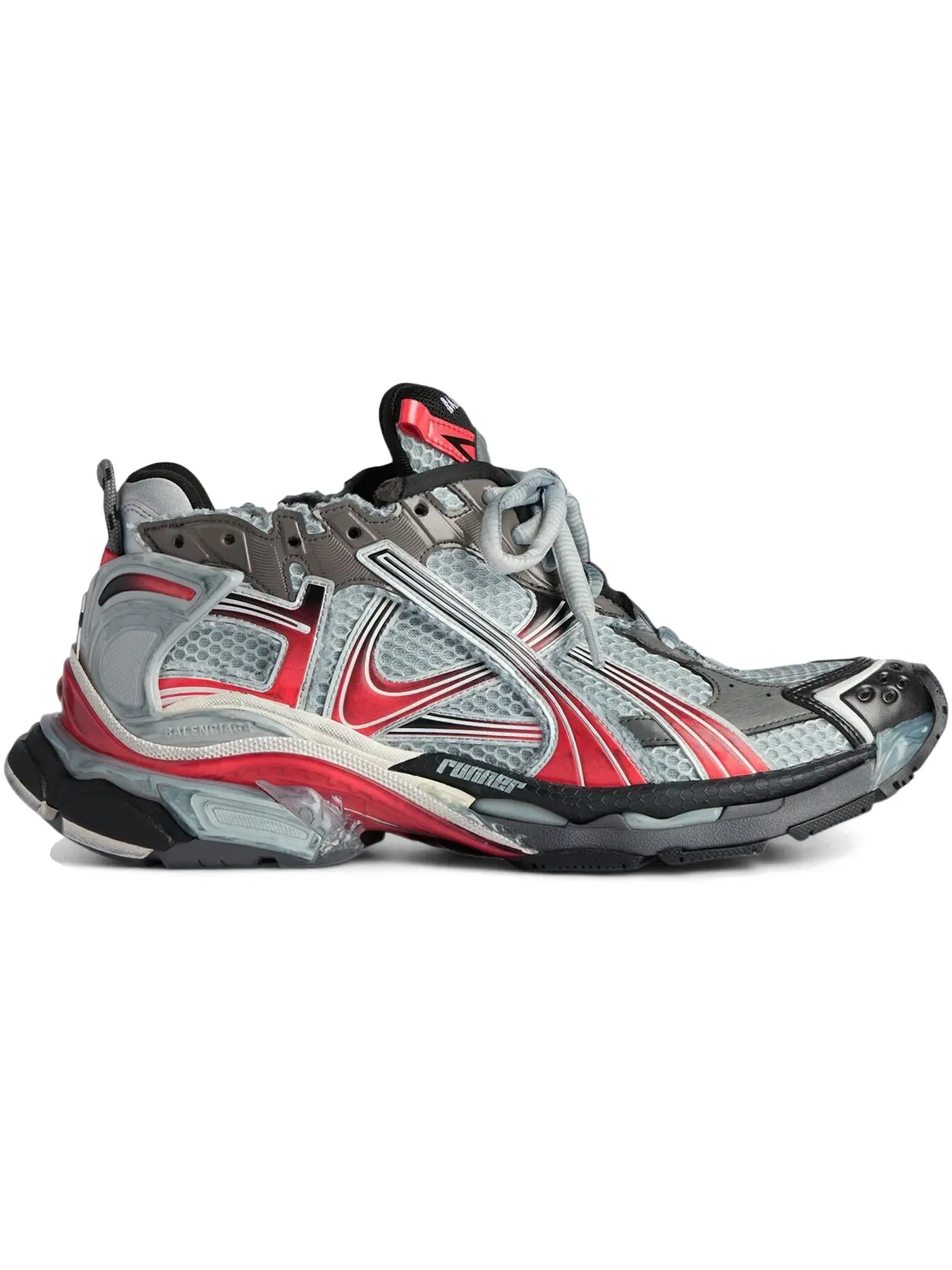 Кроссовки мужские Balenciaga Runner, градиентный дизайн — изображение 1 из 1, серый/красный/черный