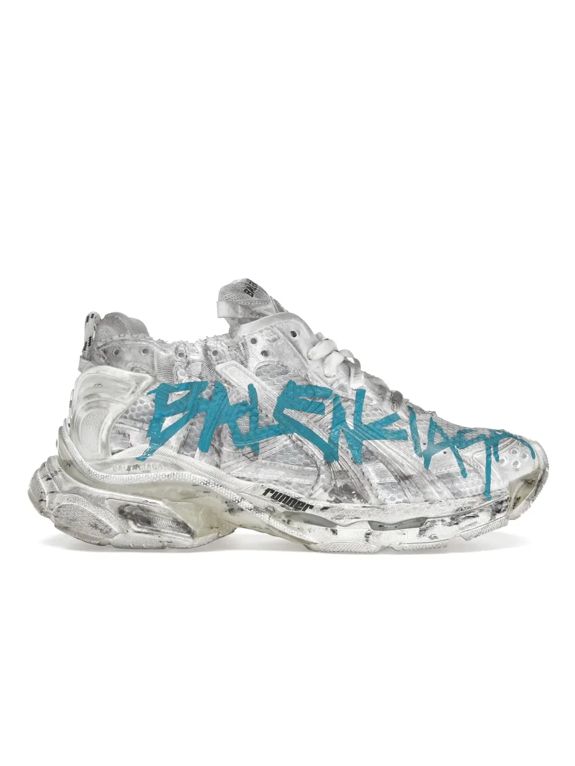 Кроссовки мужские Balenciaga Runner Graffiti, с принтом — изображение 1 из 4, белый/синий