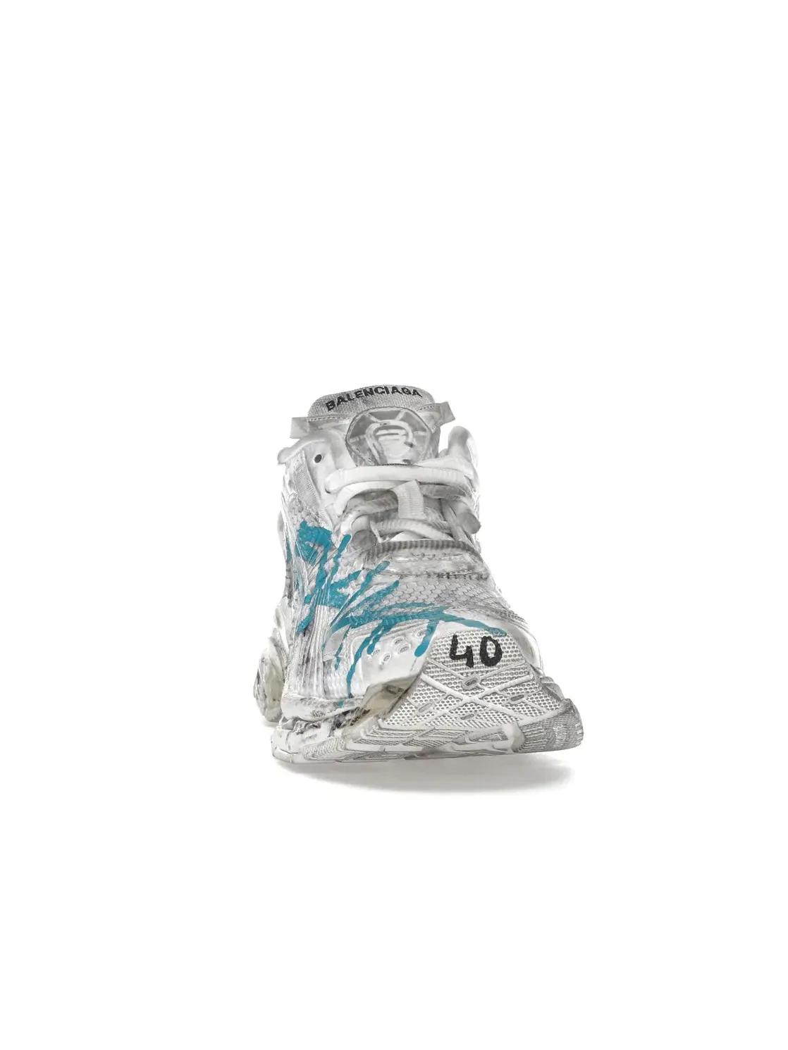Кроссовки мужские Balenciaga Runner Graffiti, с принтом — изображение 2 из 4, белый/синий