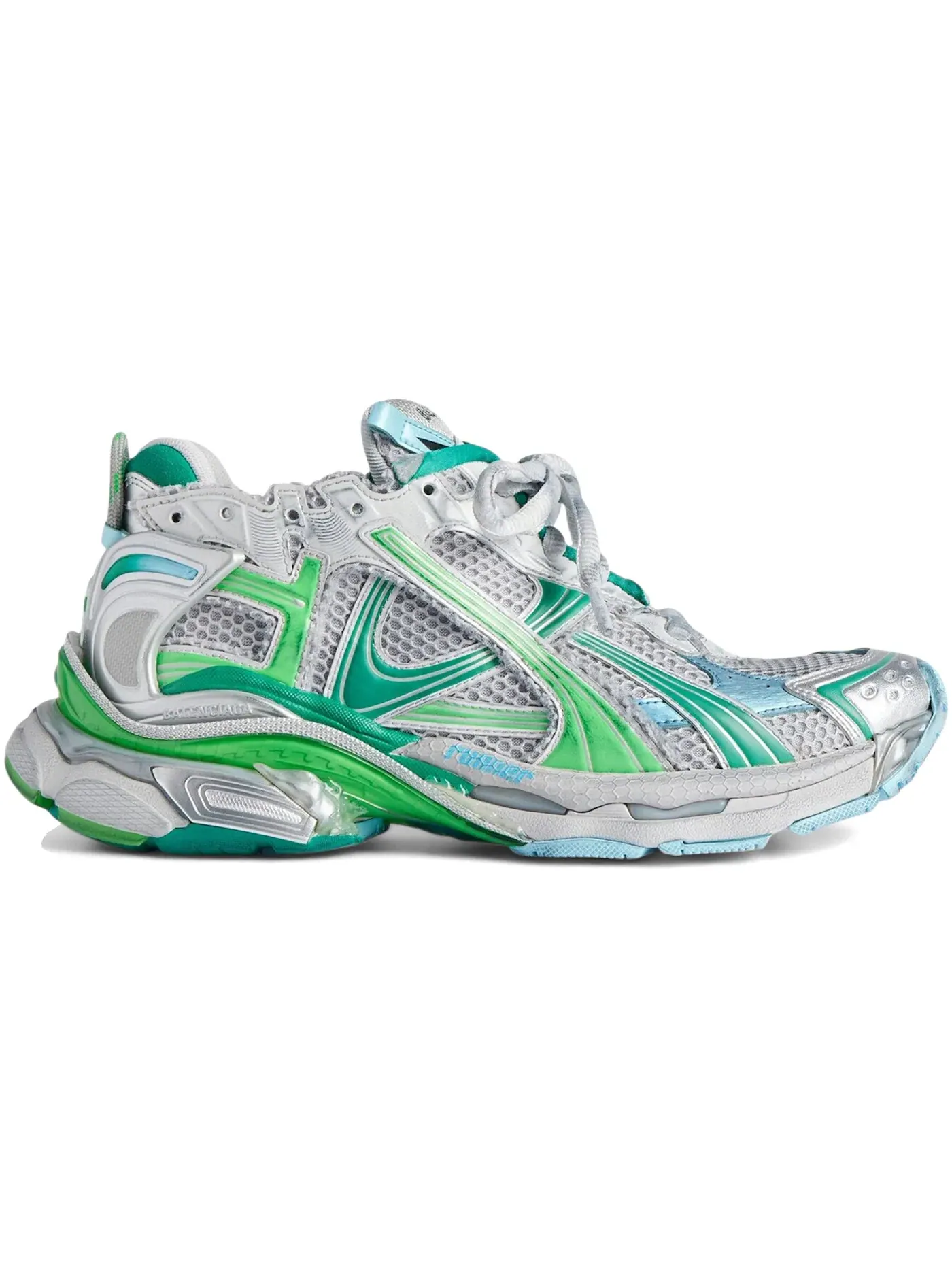 Кроссовки мужские Balenciaga Runner, с принтом — изображение 1 из 1, серый/зеленый/синий