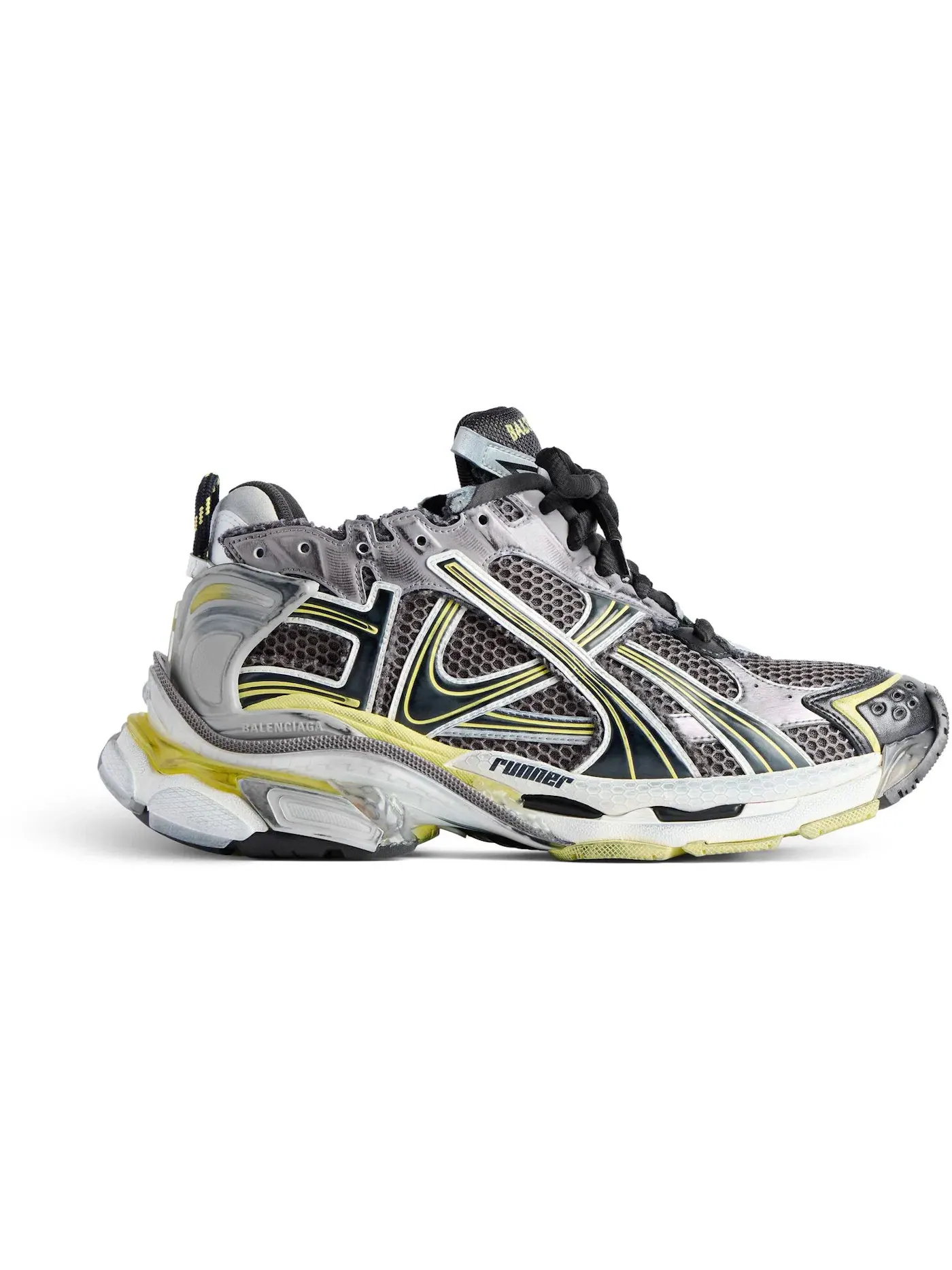 Кроссовки мужские Balenciaga Runner, с белой подошвой — изображение 1 из 1, серо-желто-белые