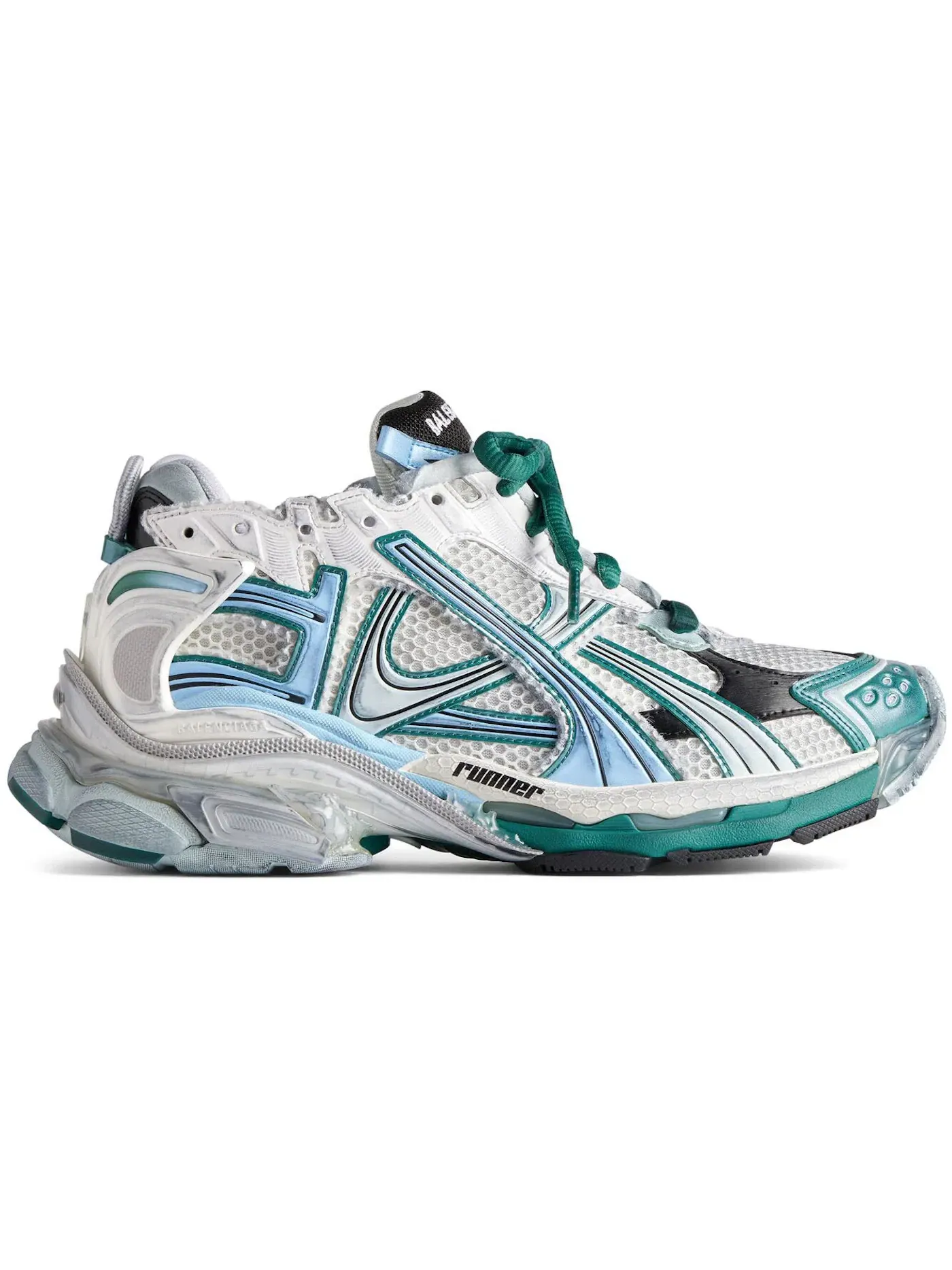Кроссовки мужские Balenciaga Runner, с контрастными вставками — изображение 1 из 1, белый зеленый синий