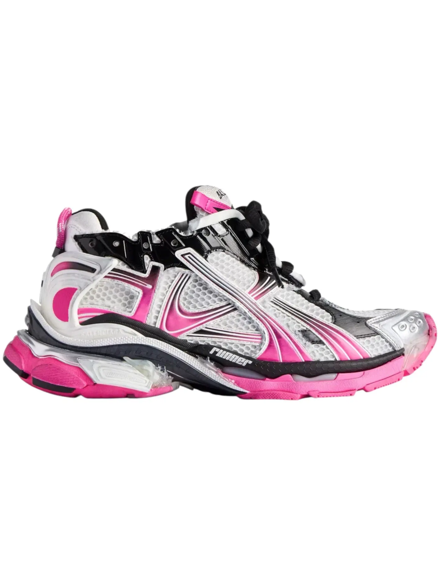 Кроссовки женские Balenciaga Runner, с перфорированным носком — изображение 1 из 1, белый/розовый/черный