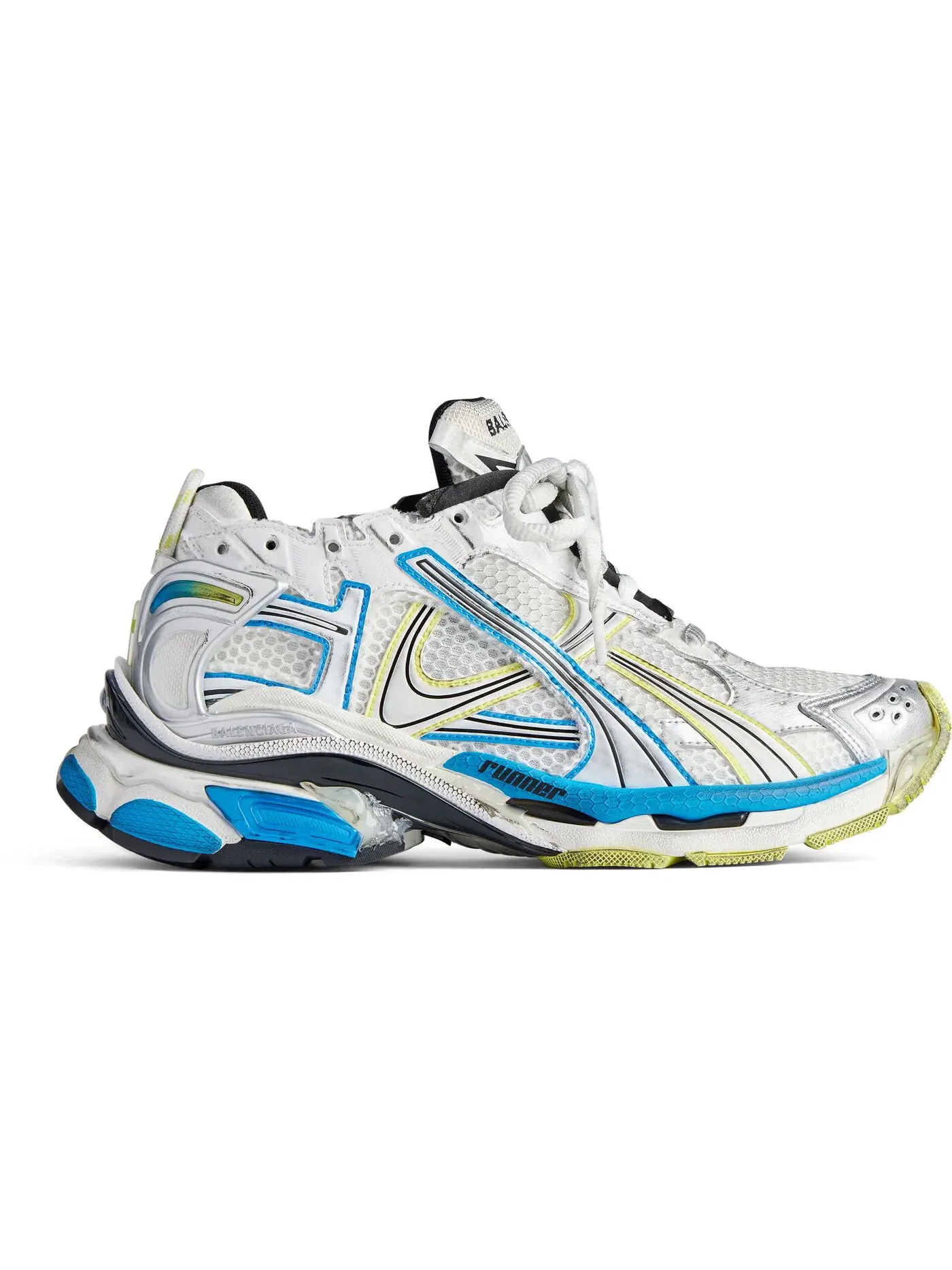Кроссовки мужские Balenciaga Runner — изображение 1 из 1, белый/желтый/синий