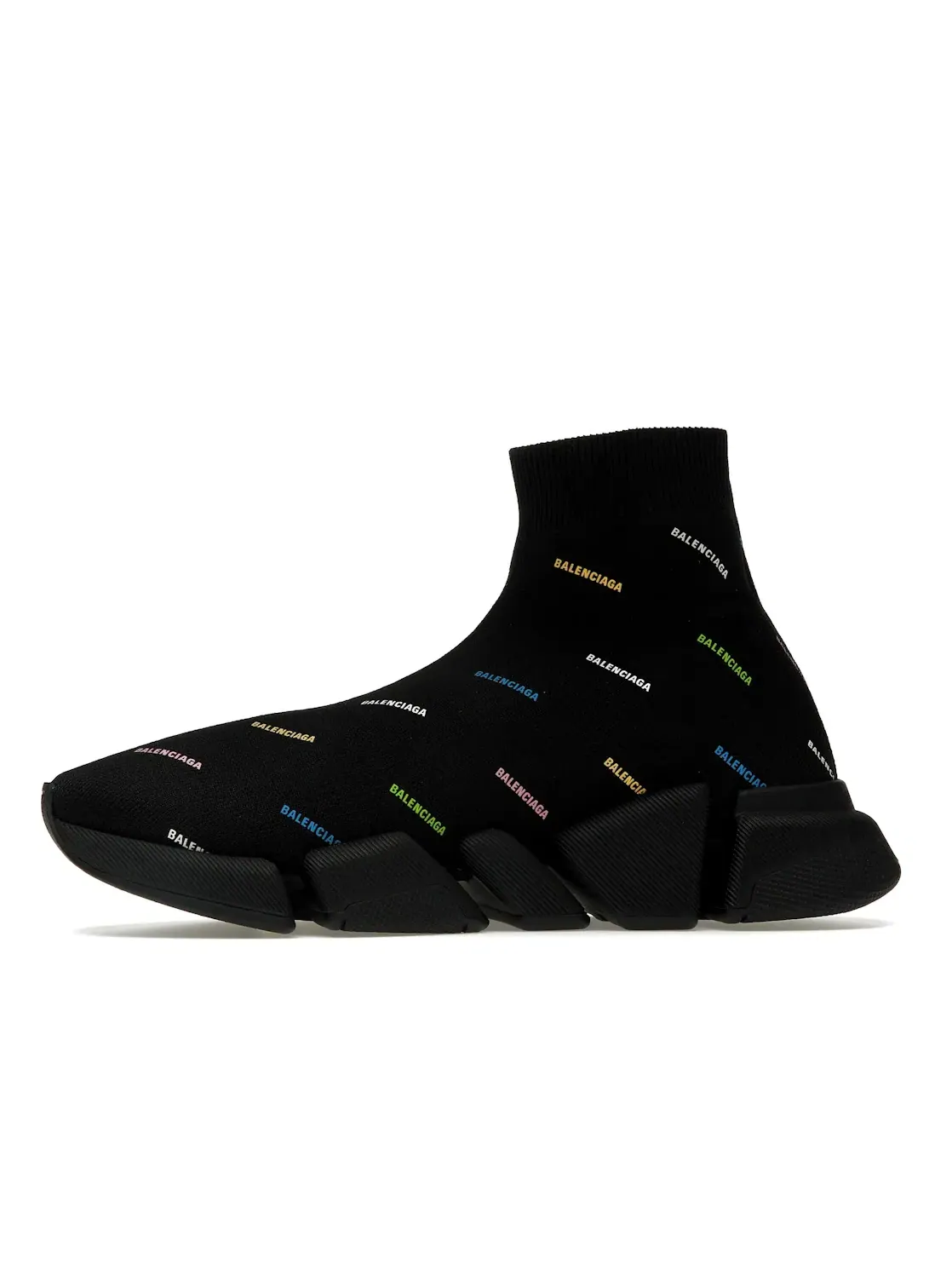 Кроссовки мужские Balenciaga Speed 2.0 AllOver Logo Recycled Knit — изображение 3 из 4, черный мульти