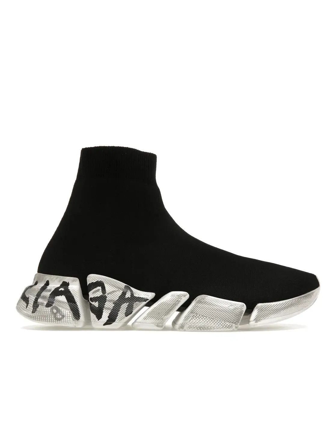 Кроссовки мужские Balenciaga Speed 2.0 Graffiti Recycled Knit — изображение 1 из 4, черный, белый