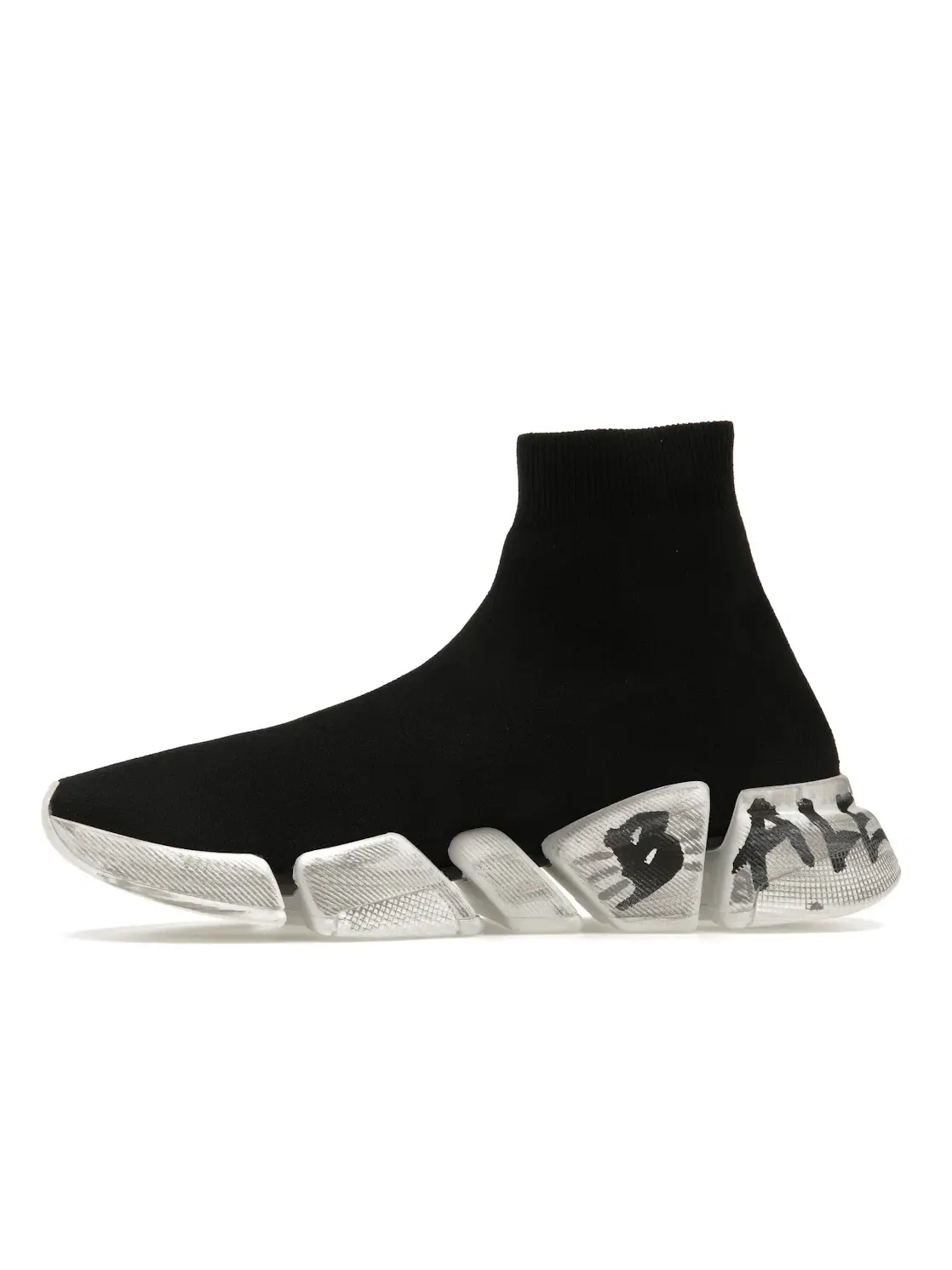 Кроссовки мужские Balenciaga Speed 2.0 Graffiti Recycled Knit — изображение 3 из 4, черный, белый