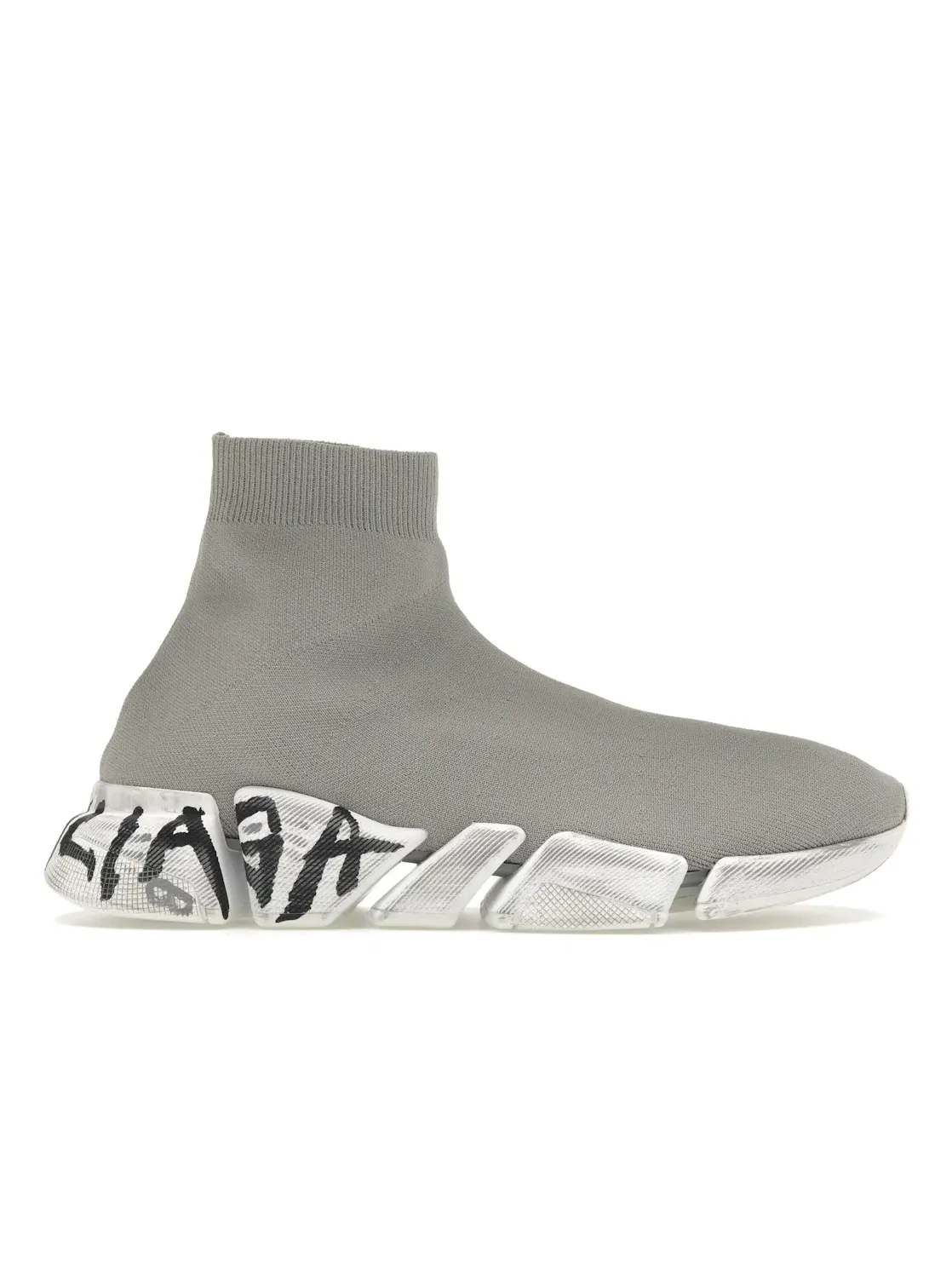 Кроссовки мужские Balenciaga Speed 2.0 Graffiti Recycled Knit — изображение 1 из 4, серый/белый