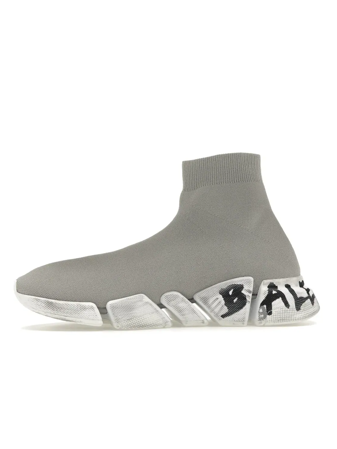 Кроссовки мужские Balenciaga Speed 2.0 Graffiti Recycled Knit — изображение 3 из 4, серый/белый