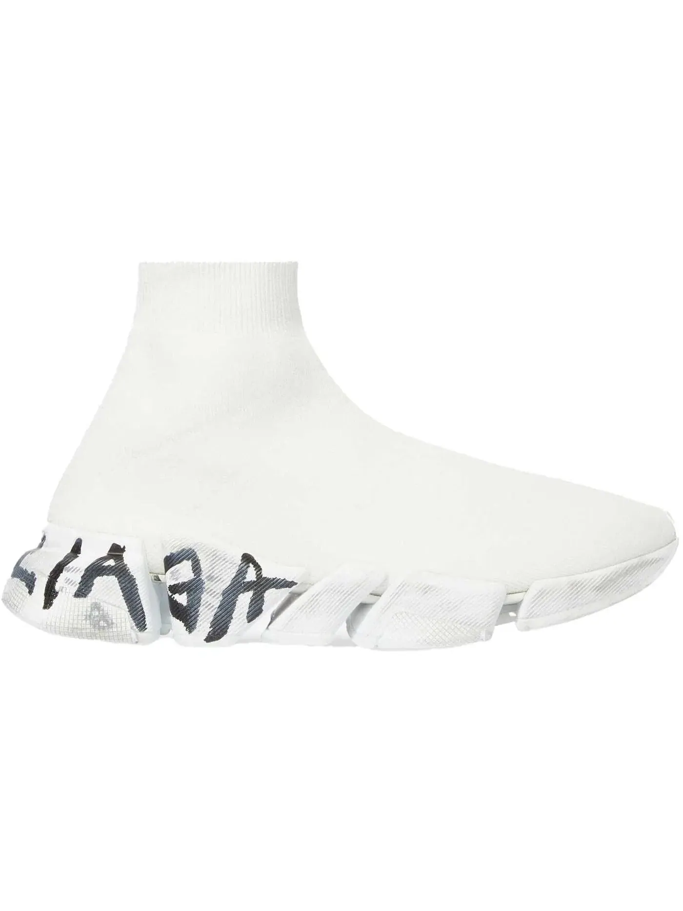 Женские кроссовки с принтом Balenciaga Speed 2.0 Graffiti Recycled Knit Balenciaga — изображение 1 из 1, белый/черный