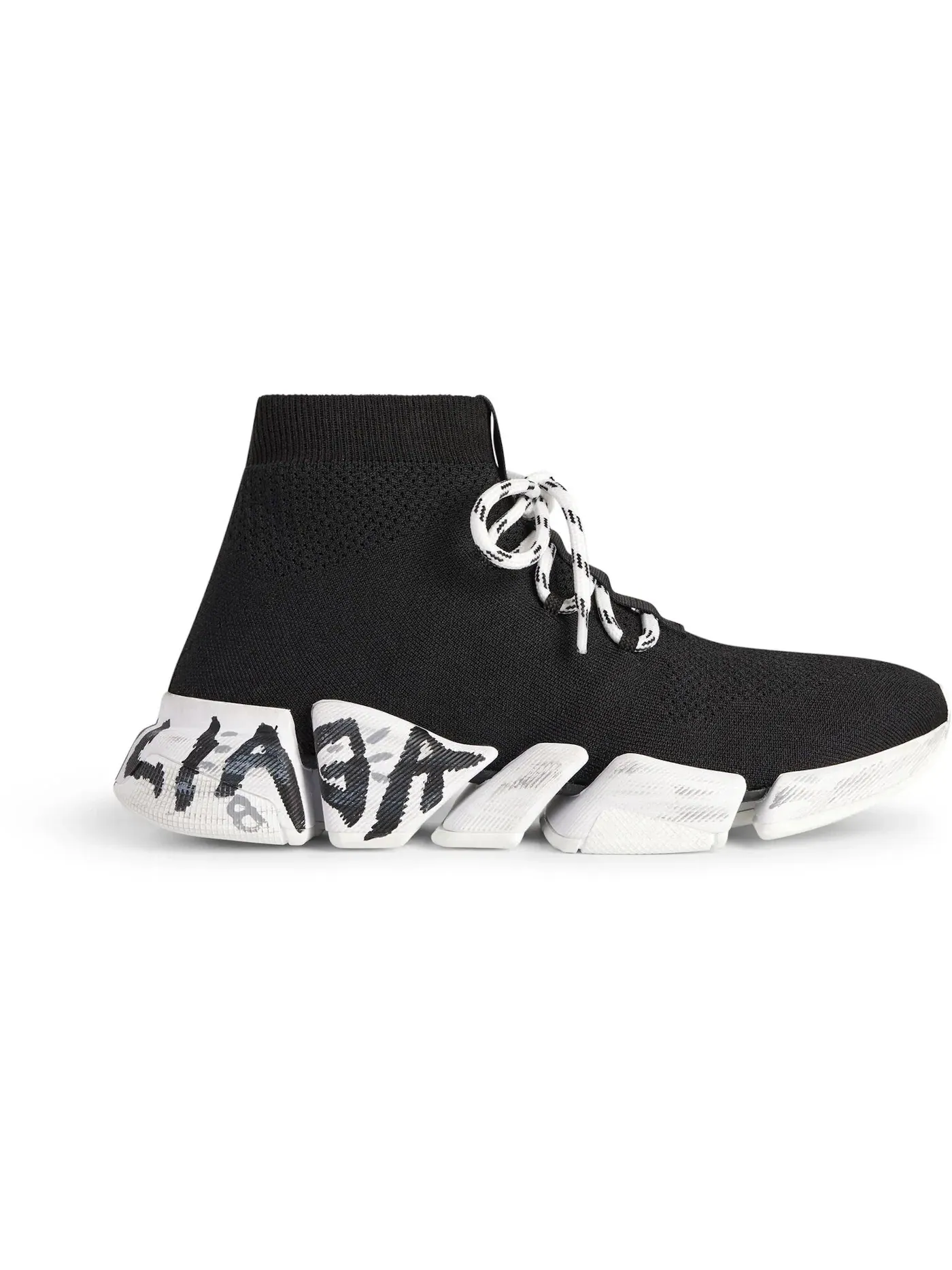 Кроссовки мужские Balenciaga Speed 2.0 Lace Up с принтом Graffiti — изображение 1 из 1, черный/белый