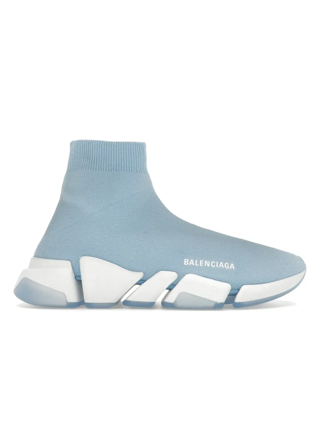Кроссовки женские Balenciaga Speed 2.0 Recycled Biocolor Transparent, без шнурков — изображение 1 из 4, индиго/белый