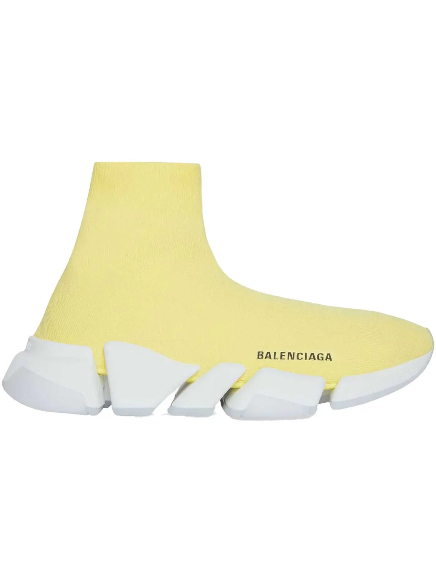 Кроссовки женские Balenciaga Speed 2.0 Recycled Knit Transparent Sole Желто-белые — изображение 1 из 1, желтый/белый