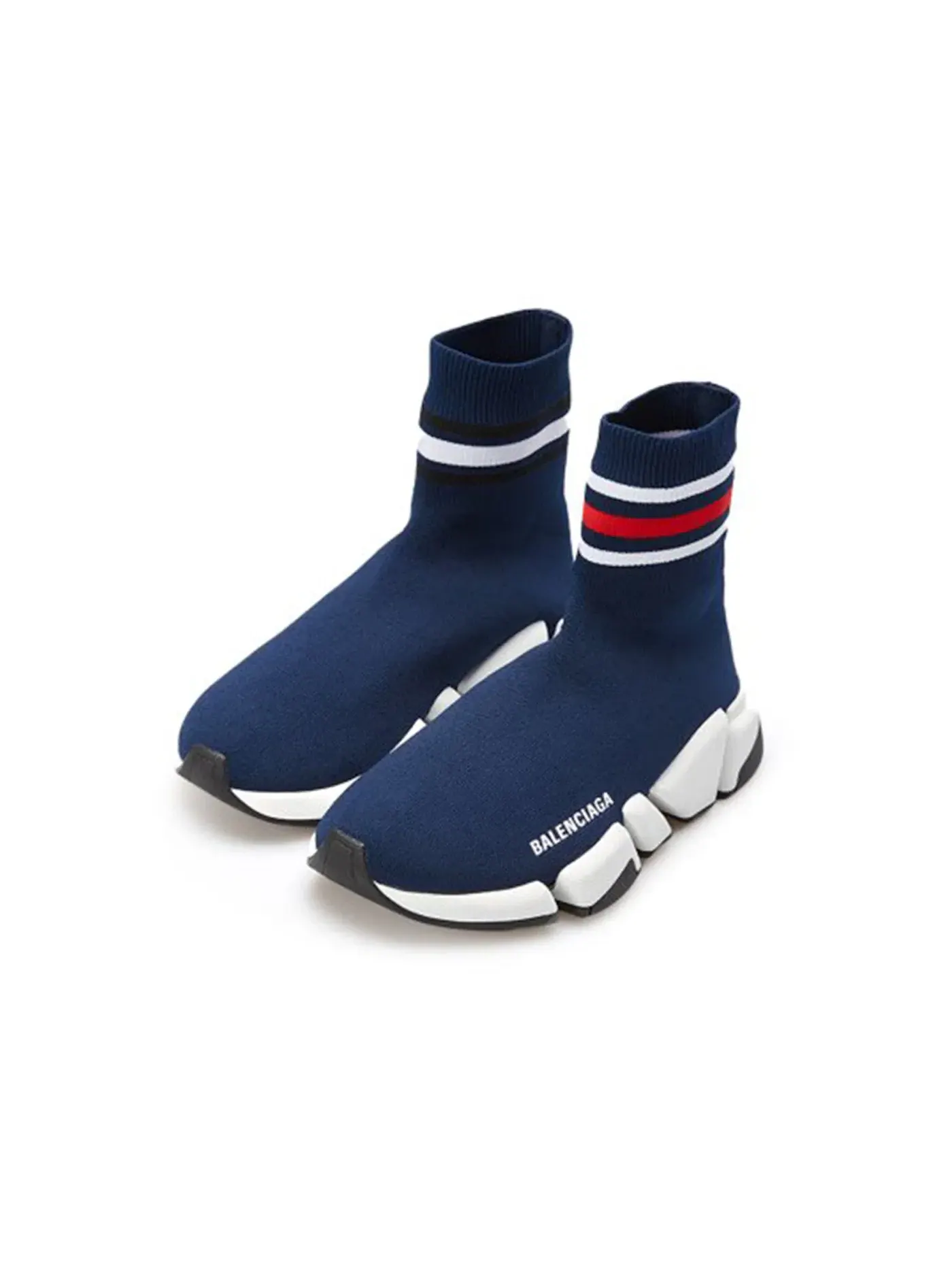 Кроссовки женские Balenciaga Speed 2.0 Striped — изображение 2 из 2, синий/черный/белый