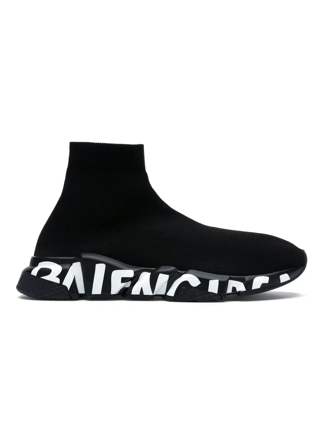 Кроссовки мужские Balenciaga Speed Graffiti Trainers, носкоподобный дизайн — изображение 1 из 4, черный/белый