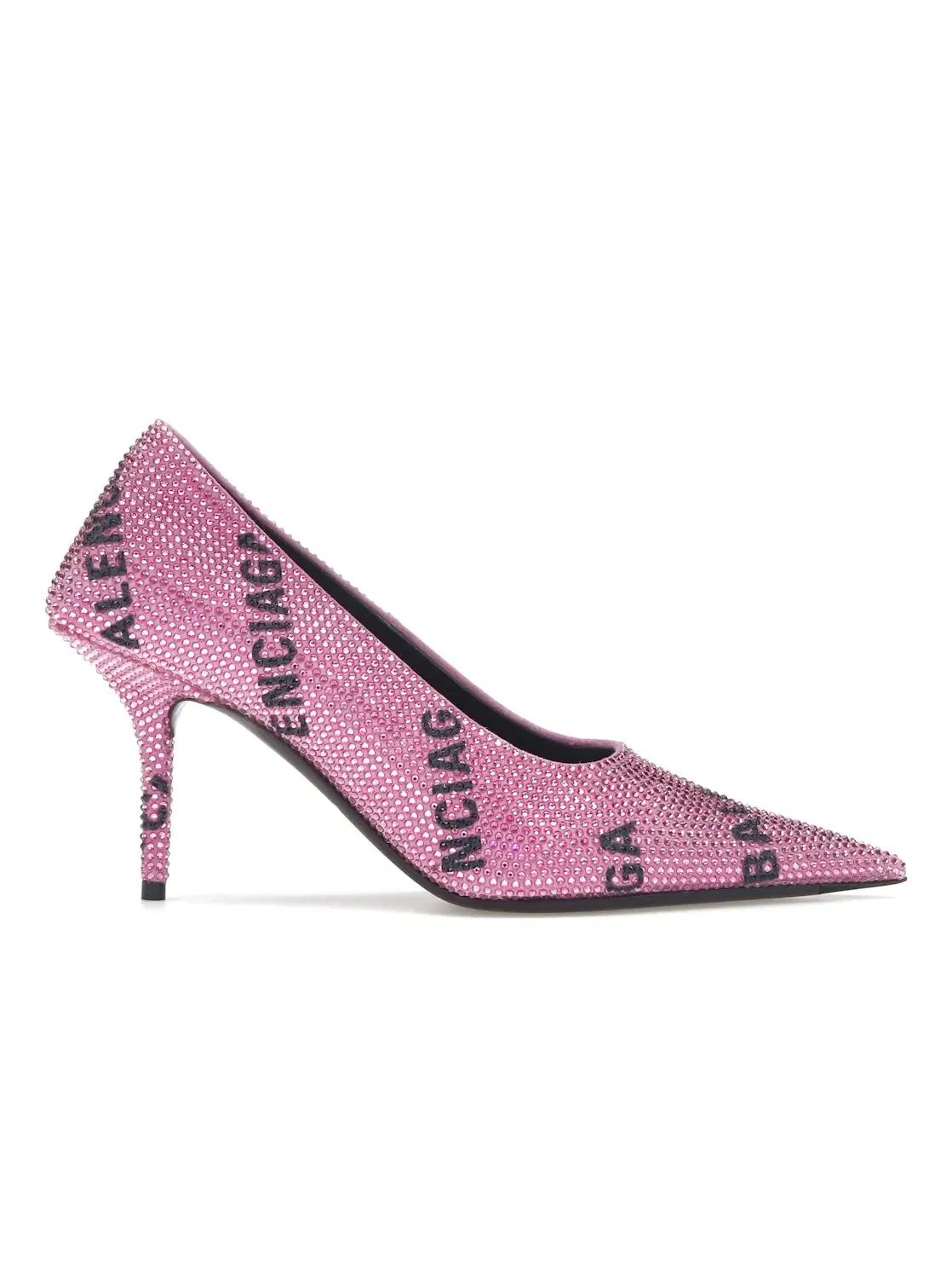 Туфли женские Balenciaga Square Knife Embellished Pumps, с декором — изображение 1 из 4, розовый/черный