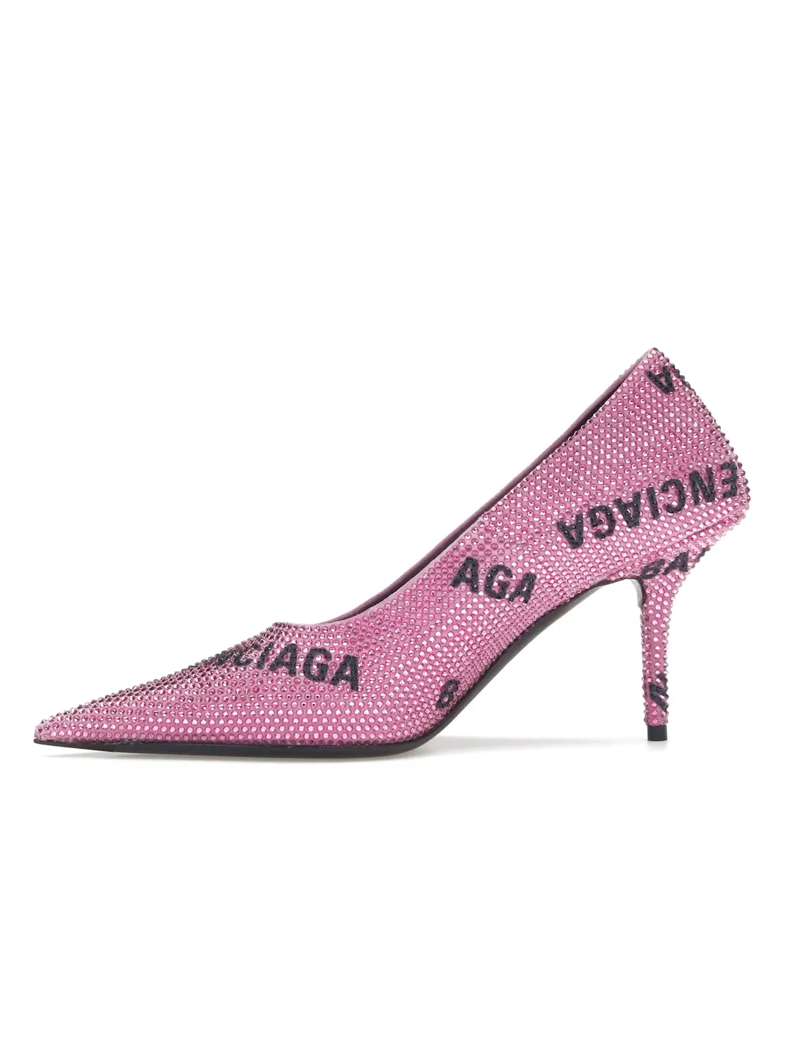 Туфли женские Balenciaga Square Knife Embellished Pumps, с декором — изображение 3 из 4, розовый/черный