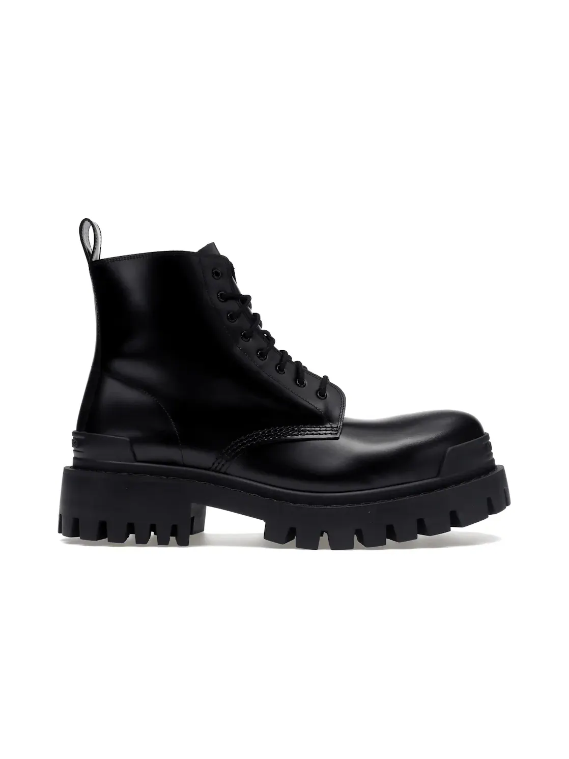 Ботинки мужские Balenciaga Strike на шнуровке с платформой, кожаные — изображение 1 из 4, черный