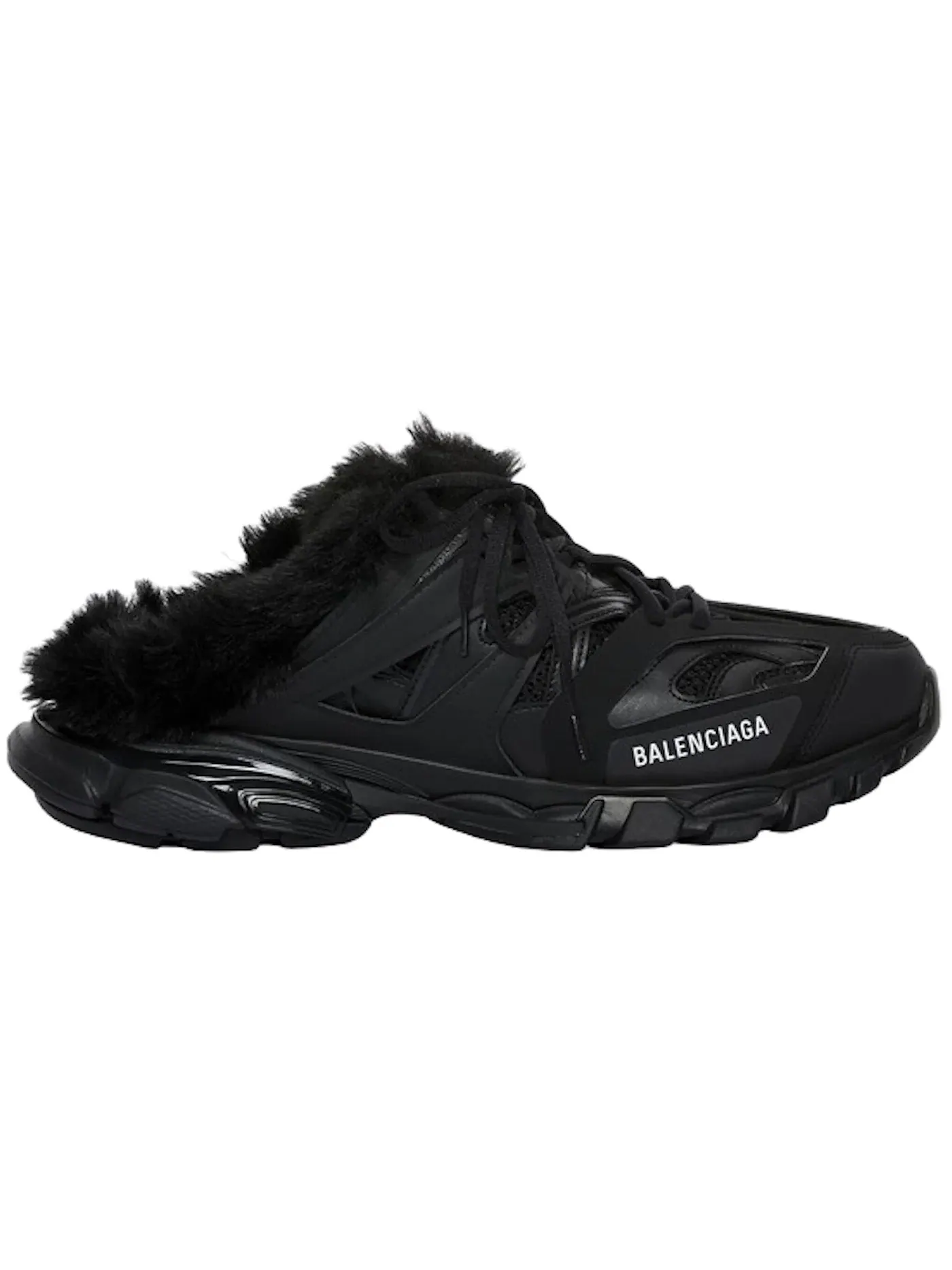 Кроссовки-сабо мужские Balenciaga Track Mule с искусственным мехом — изображение 1 из 1, черный