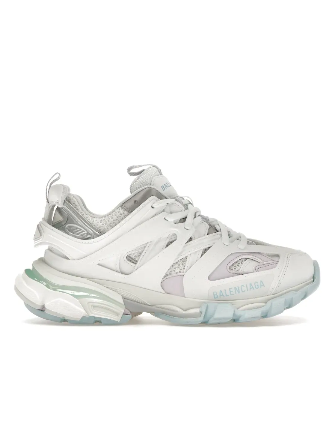 Кроссовки женские Balenciaga Track, пастельный принт — изображение 1 из 4, белый/розовый/синий