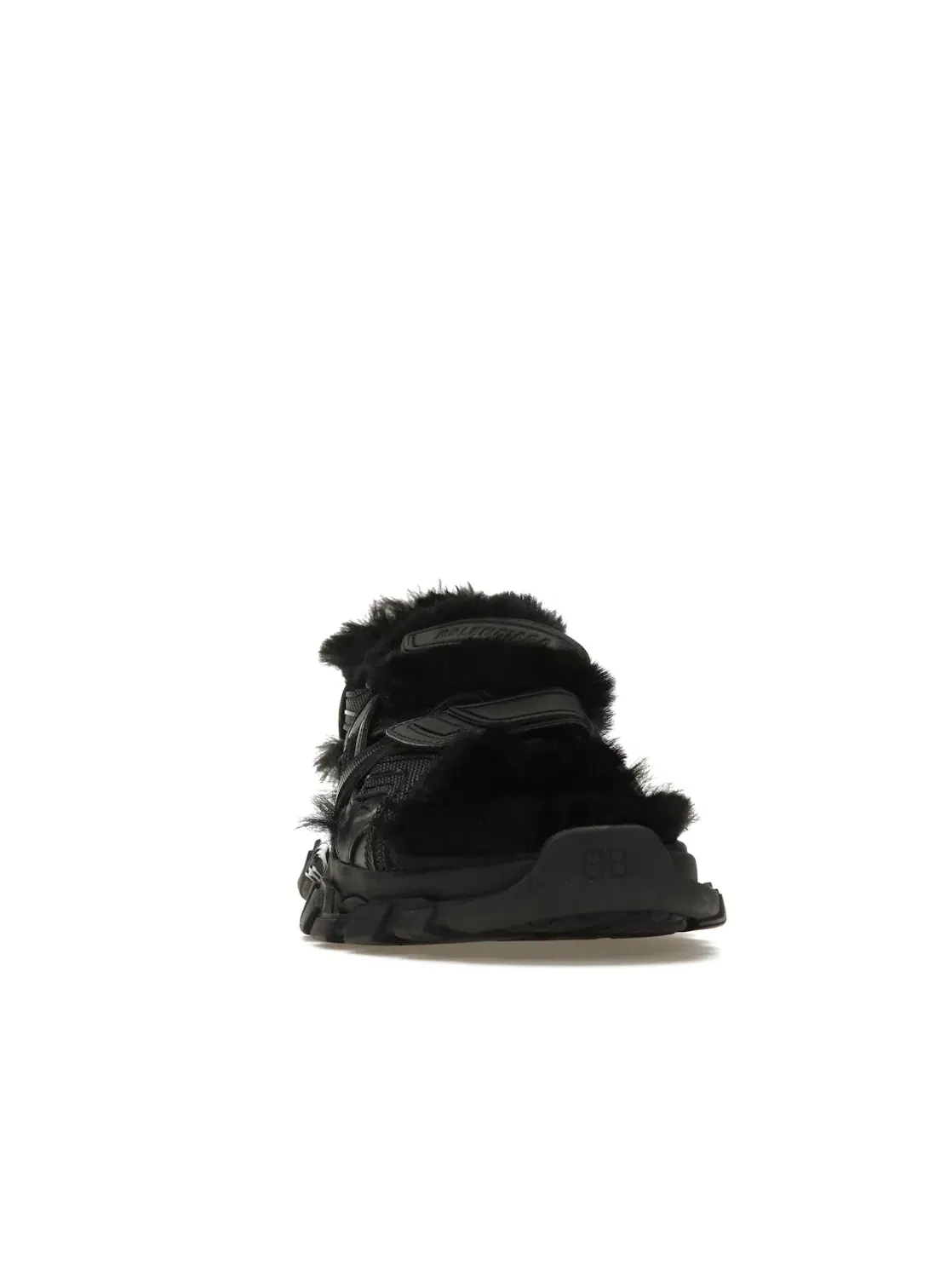 Шлепанцы Balenciaga Track Sandal Fake Fur, с искусственным мехом — изображение 2 из 4, черный