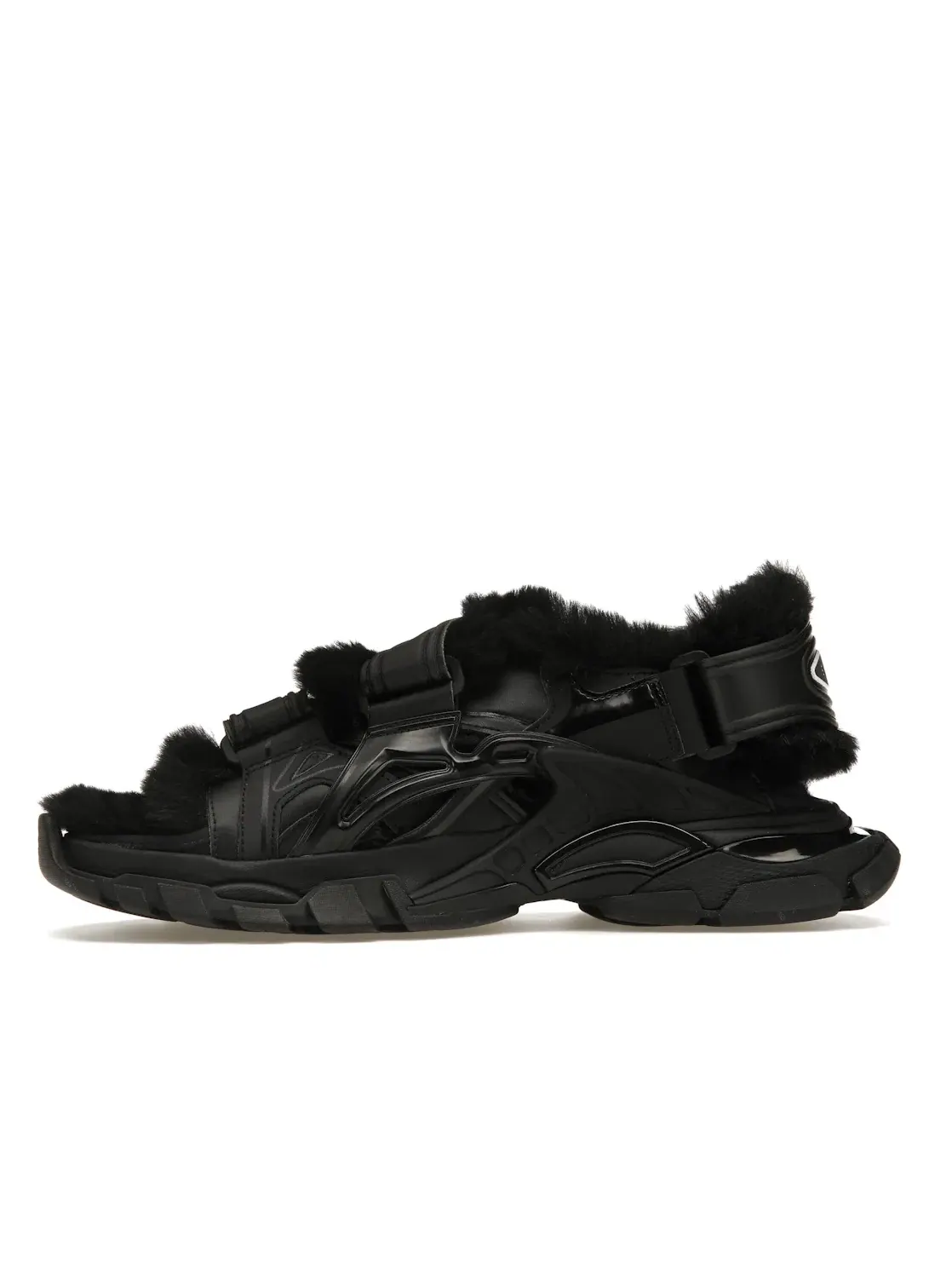 Шлепанцы Balenciaga Track Sandal Fake Fur, с искусственным мехом — изображение 3 из 4, черный