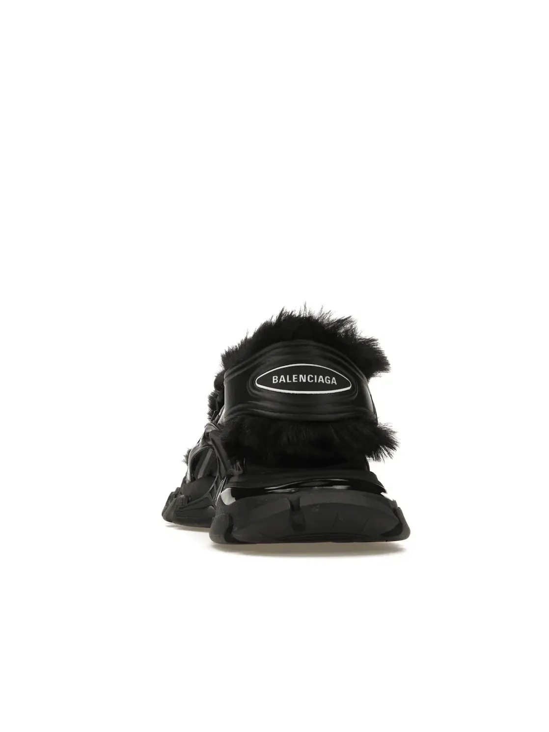 Шлепанцы Balenciaga Track Sandal Fake Fur, с искусственным мехом — изображение 4 из 4, черный