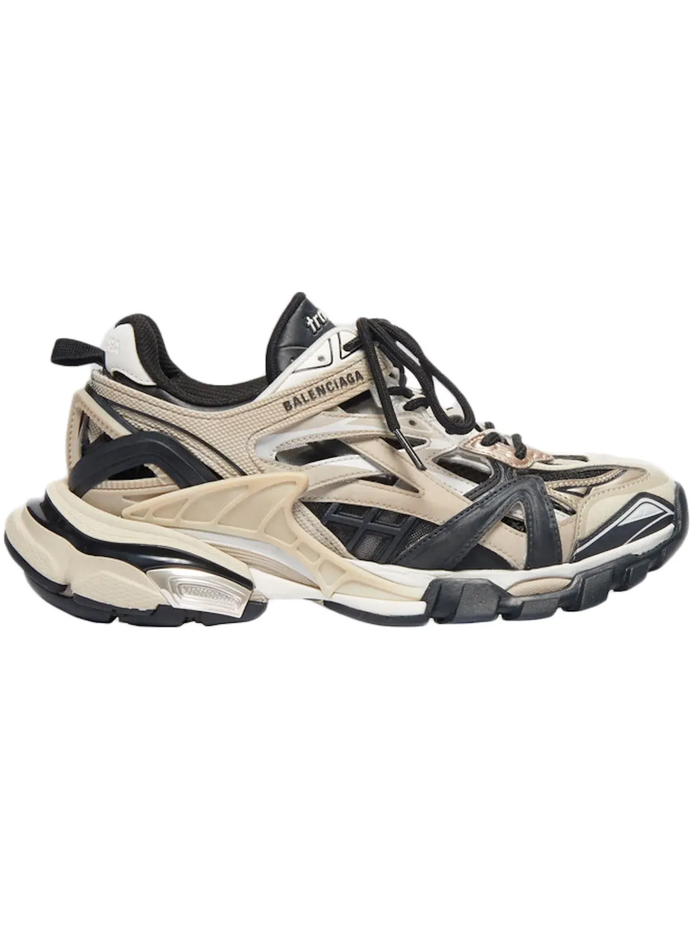 Кроссовки женские Balenciaga Track.2 с принтом — изображение 1 из 1, бежевый/черный