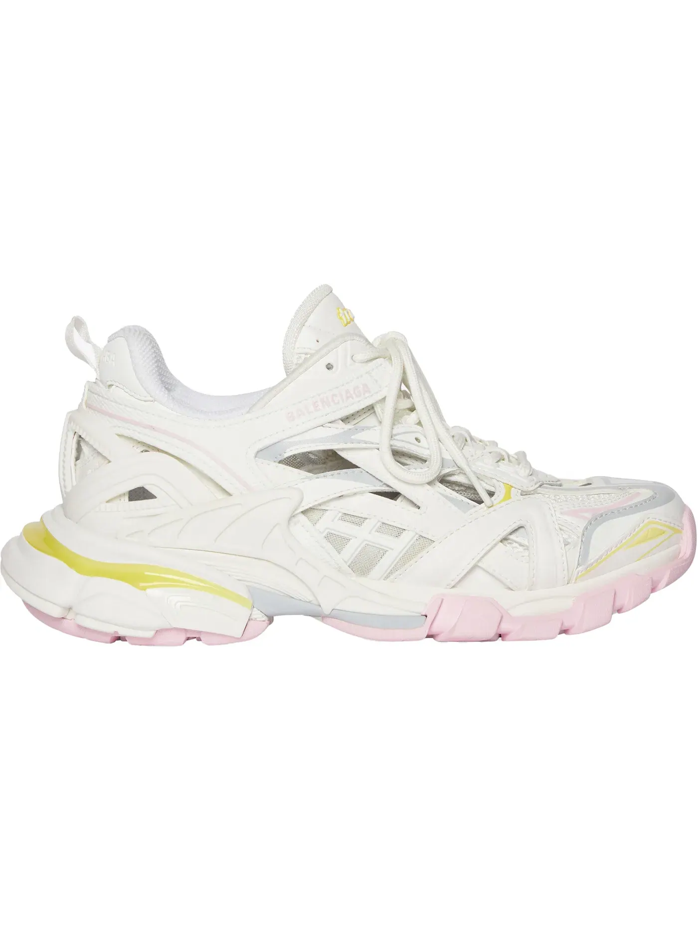Кроссовки женские Balenciaga Track.2 с принтом — изображение 1 из 1, белый розовый желтый